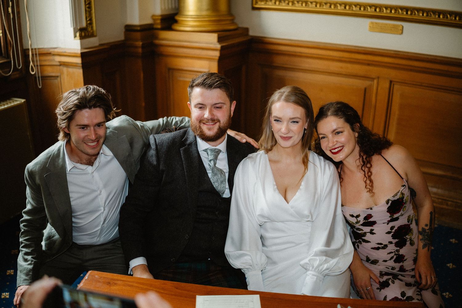 European suit City Chambers Wedding Edinburgh Scotland