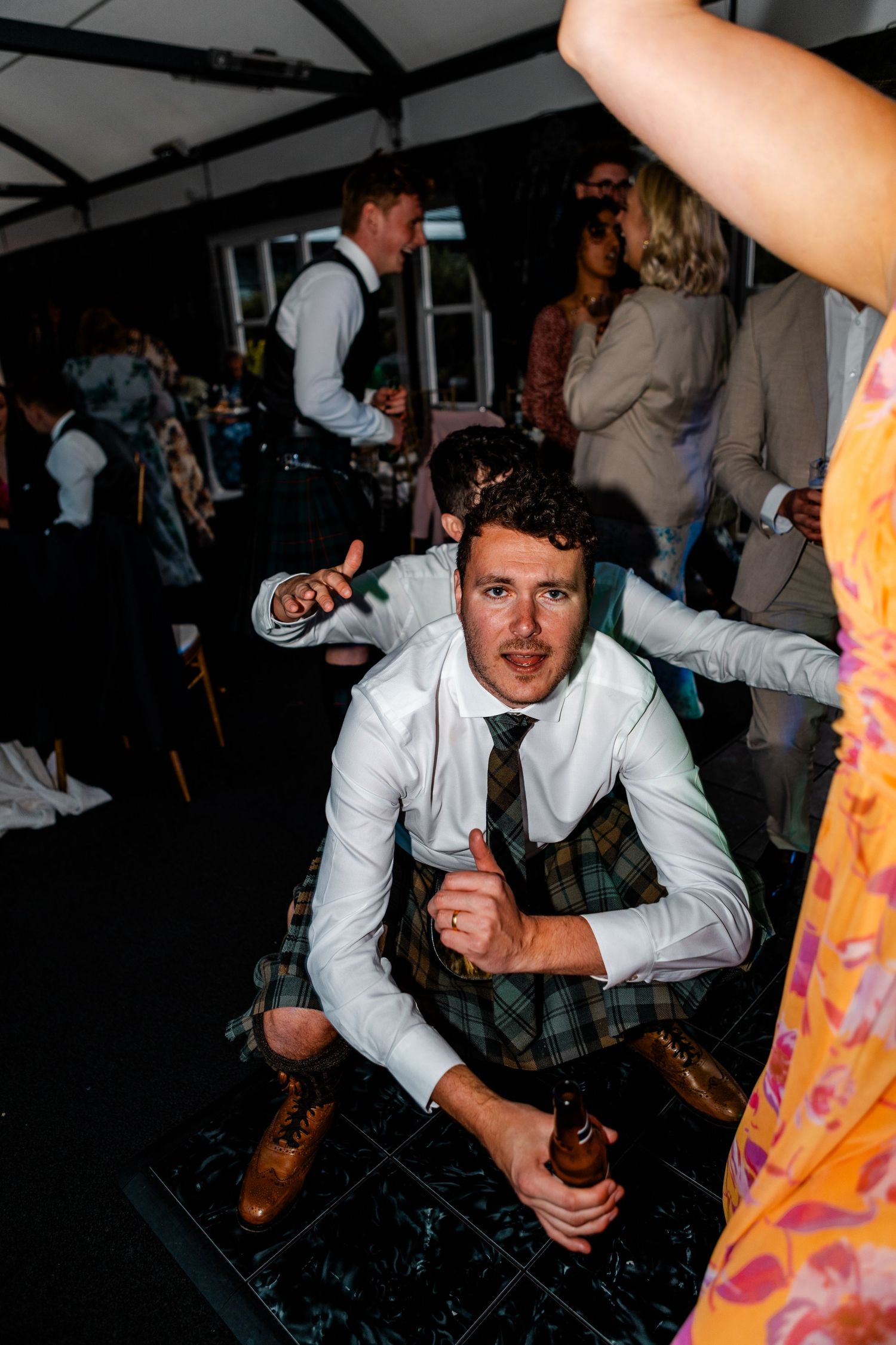 Guest dancing wedding, Glass House Edinburgh City Scotland,