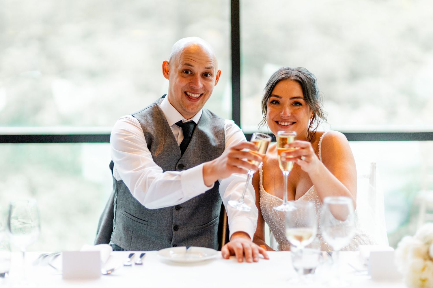 meal, bride and groom,  wedding, Glass House Edinburgh City Scotland,