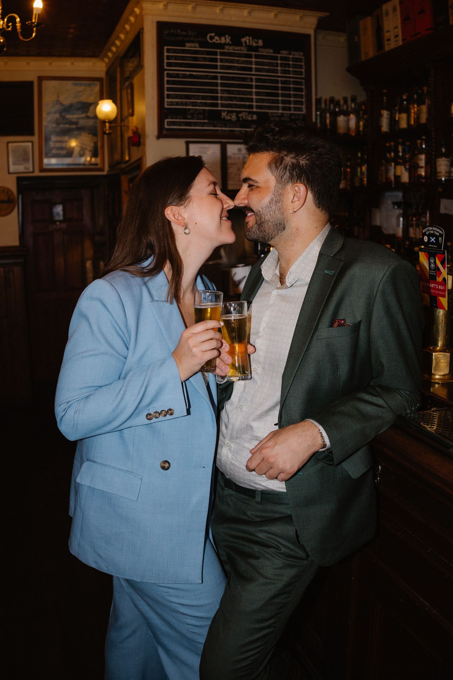 Bride and groom at the bar, Edinburgh City Wedding Couple Wedding photo