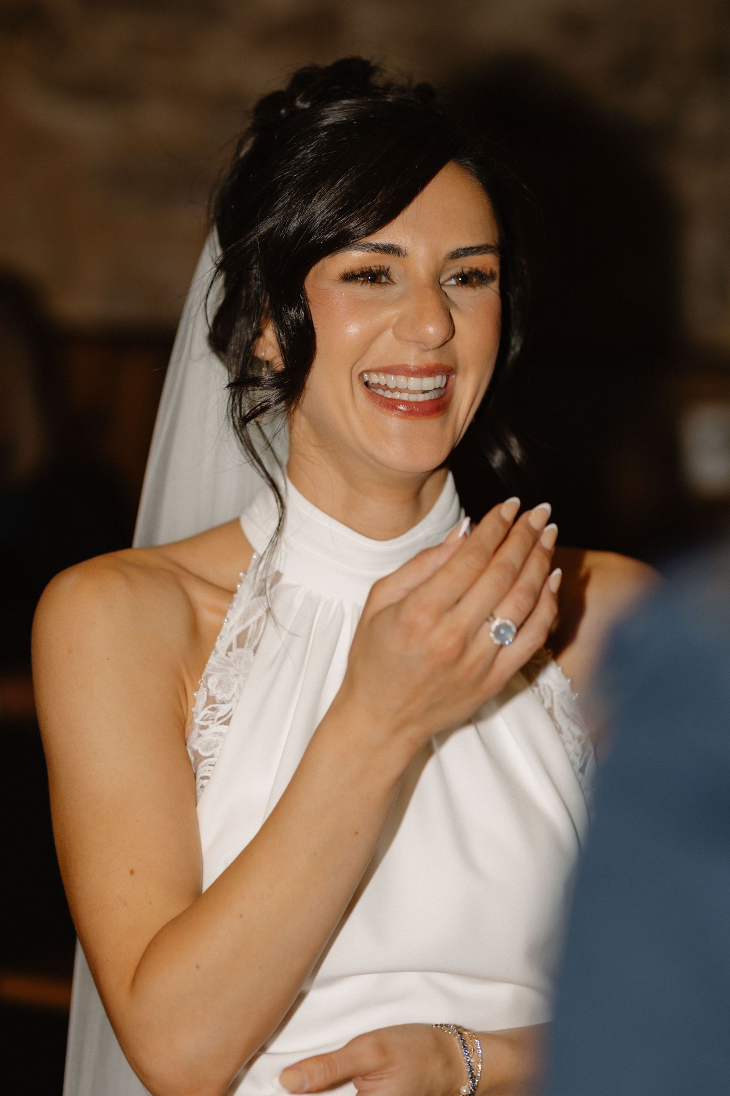 Wedding ceremony, bride, at Rosebery Steading, Temple, Gorebridge, Scotland.