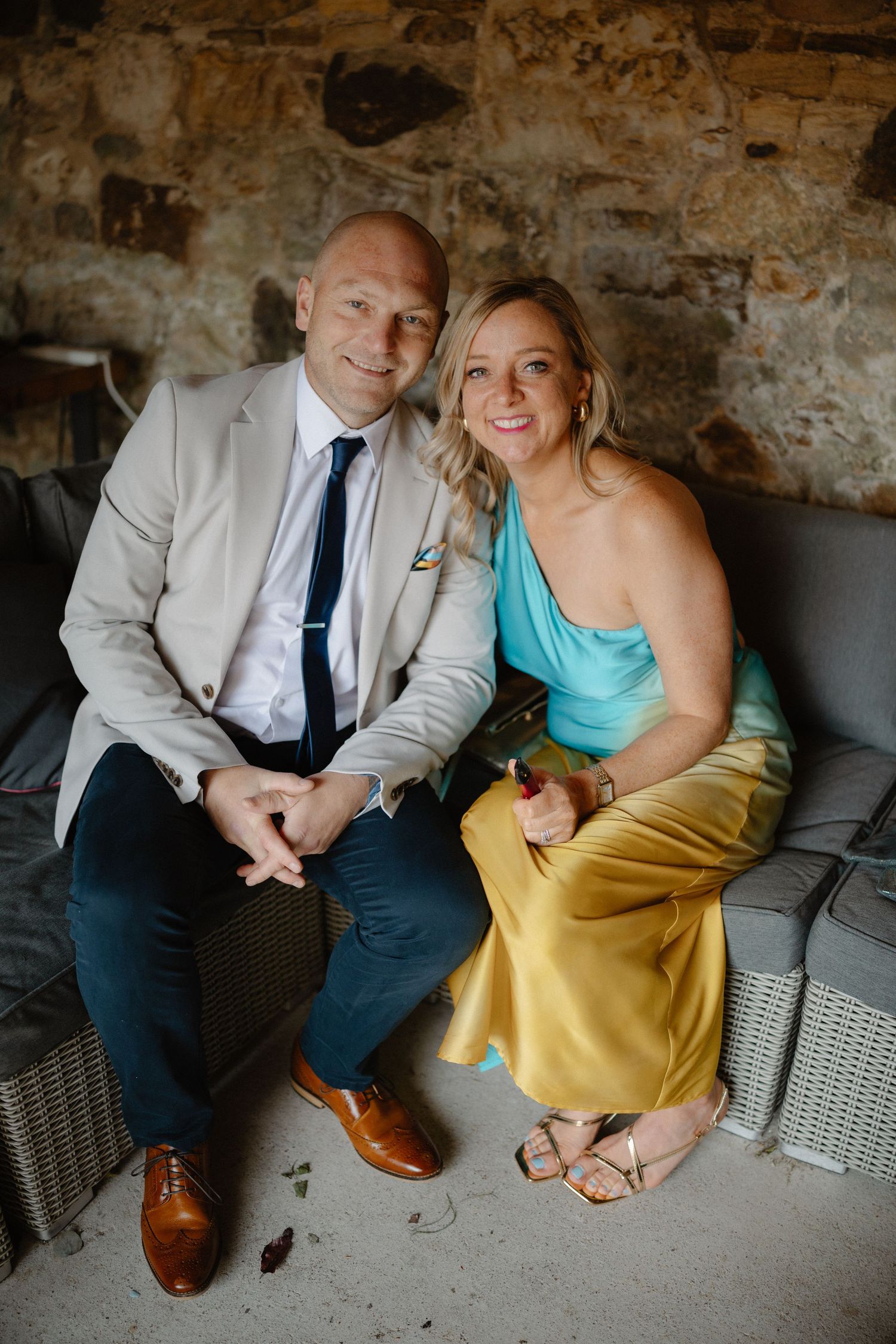 Wedding drinks courtyard at Rosebery Steading, Temple, Gorebridge, Scotland.