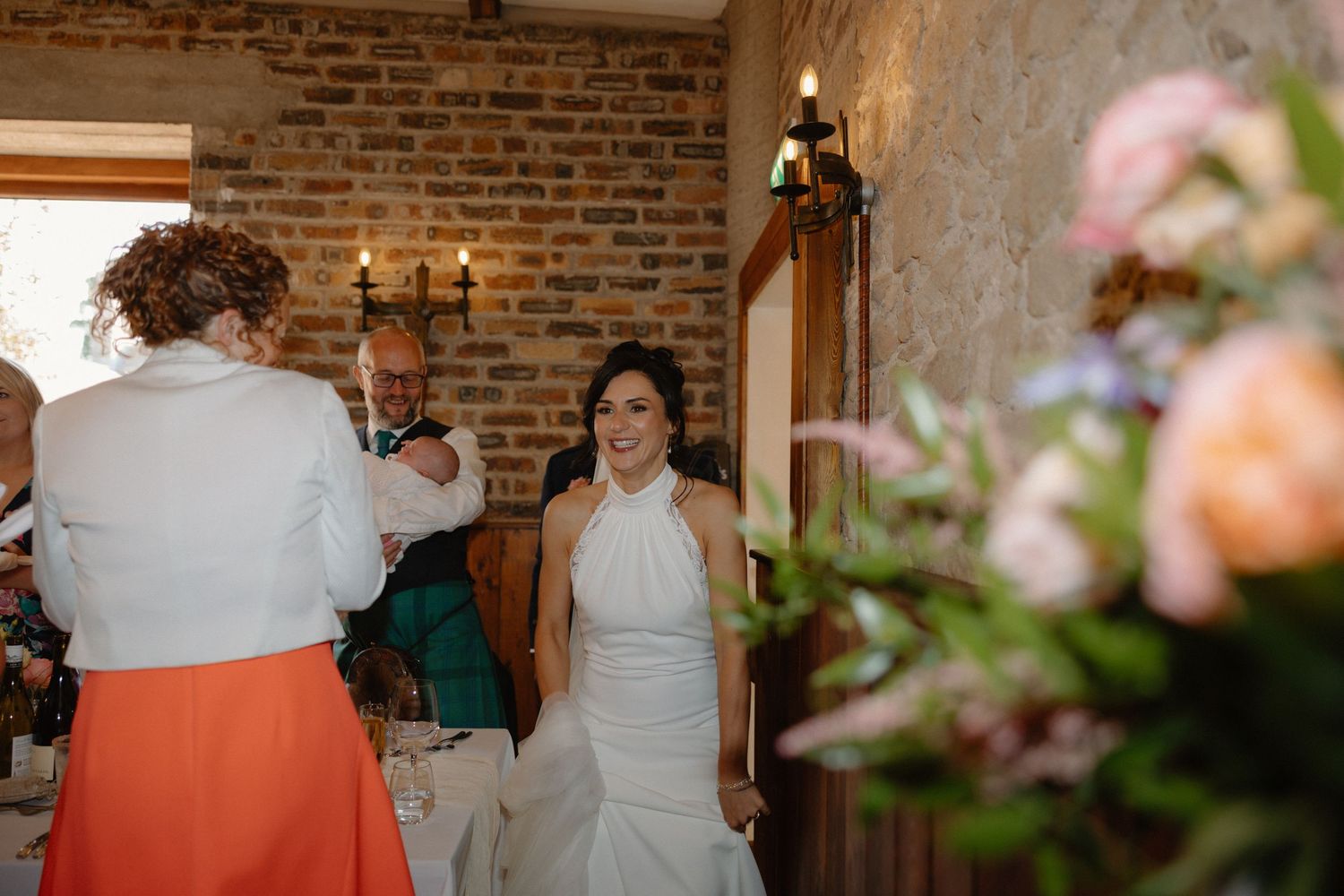 Bride, wedding speeches at Rosebery Steading, Temple, Gorebridge, Scotland.