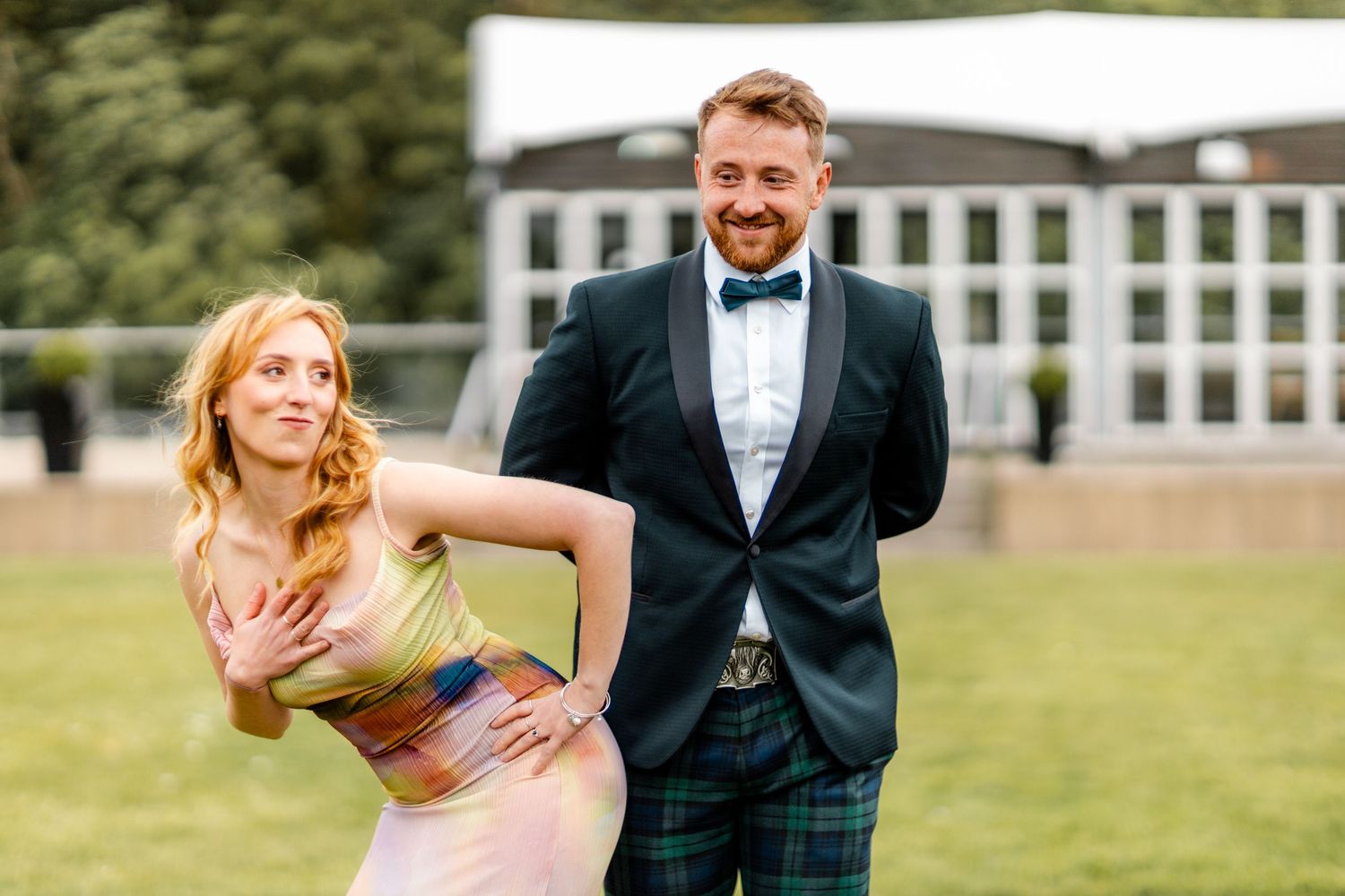 Bride's friends wedding outside of the Glass House, Edinburgh, Scotland.