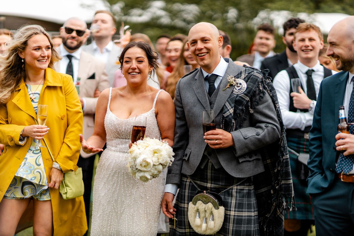 bride and groom outdoor wedding, Glass House Edinburgh City Scotland,