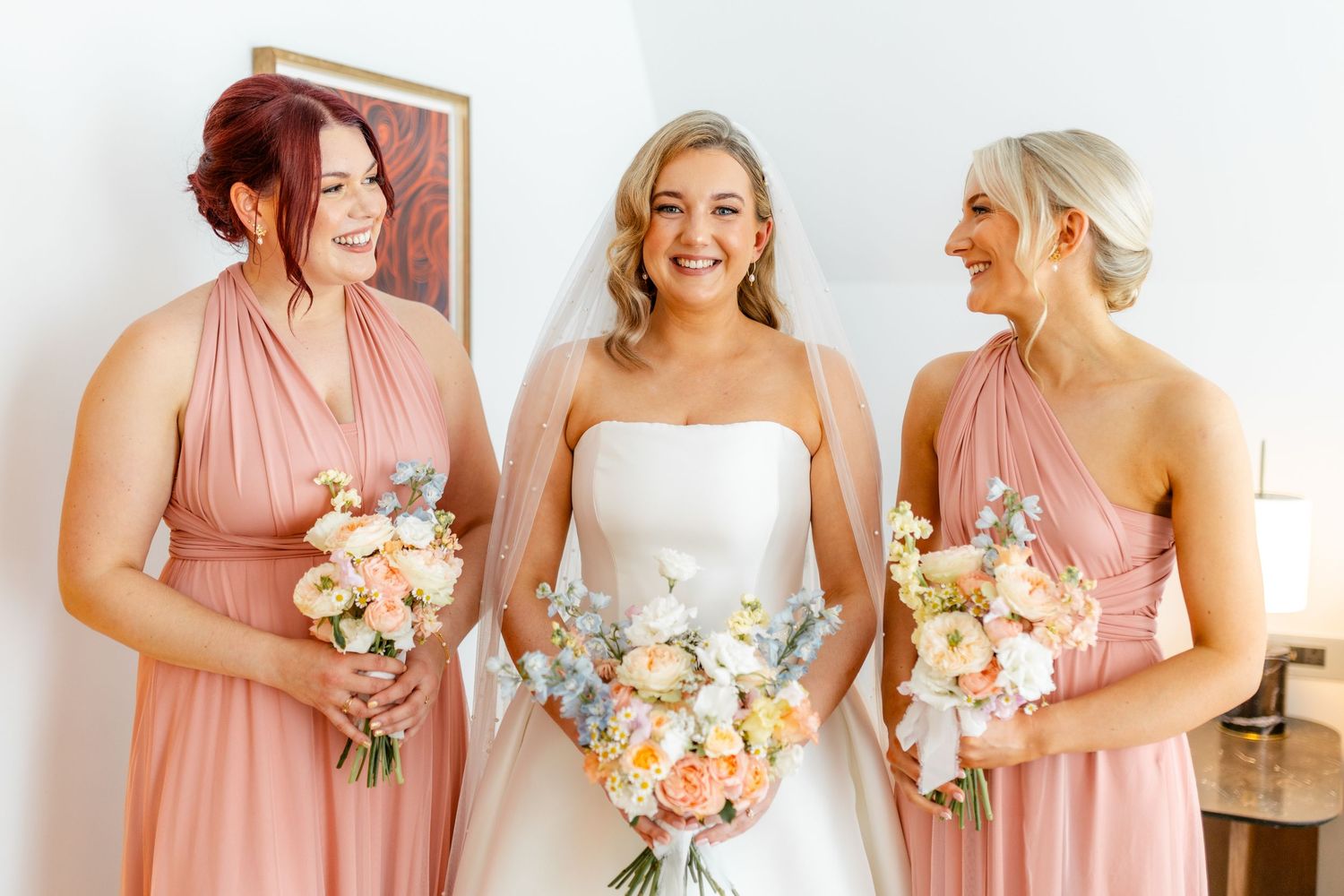 Wedding morning, flowers shoot, Virgin hotel in Edinburgh City Scotland
