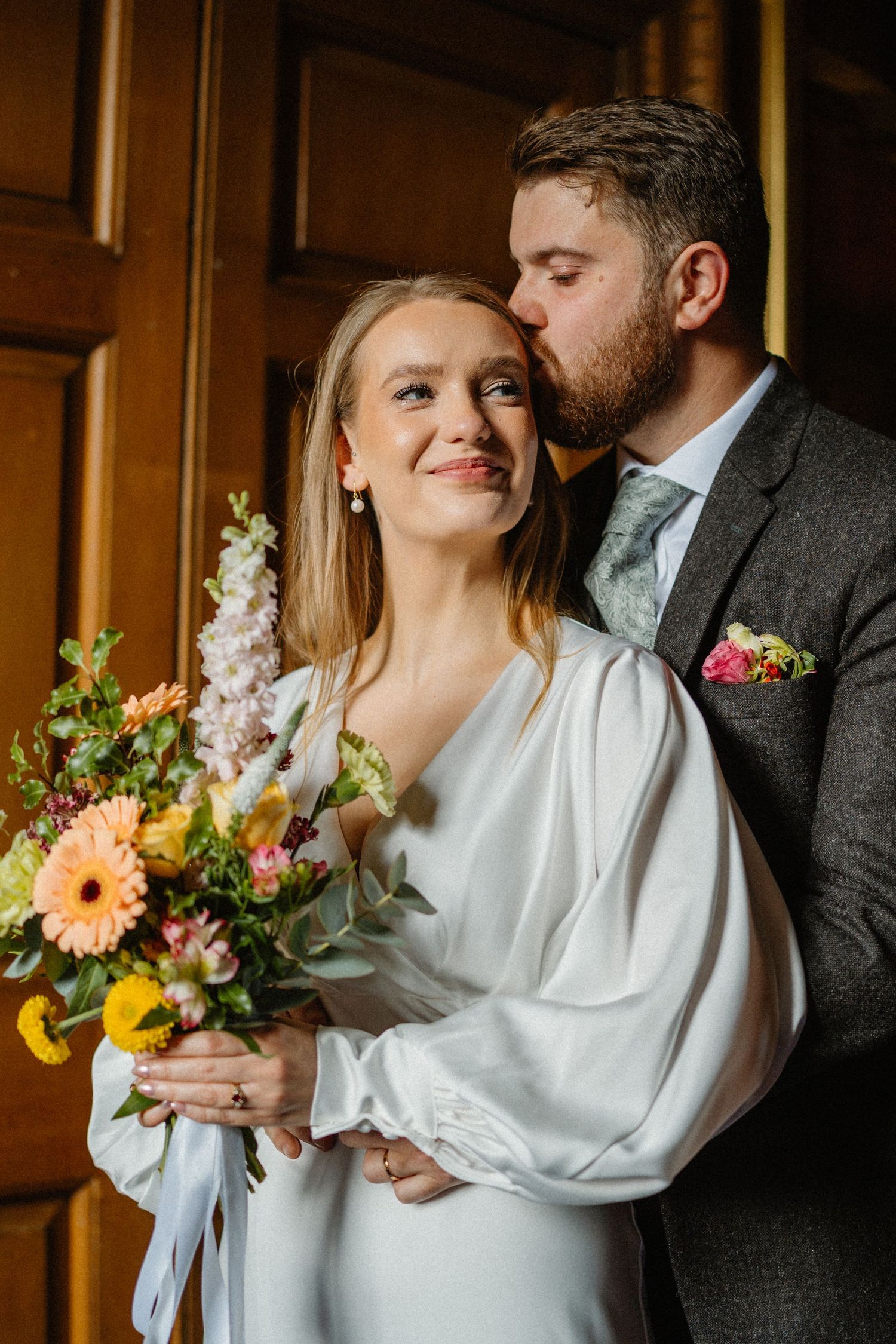 Bride and groom Wedding in European Suite in City Chambers in Edinburgh Scotland