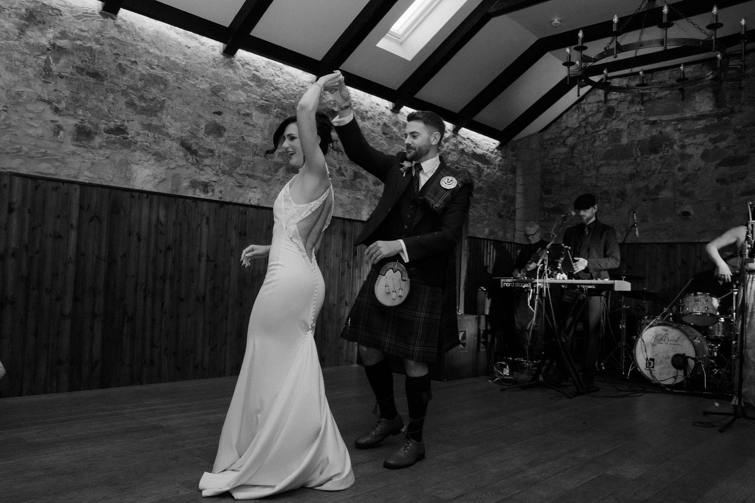 first dance bride and groom, dancing wedding at Rosebery Steading, Temple, Gorebridge, Scotland.