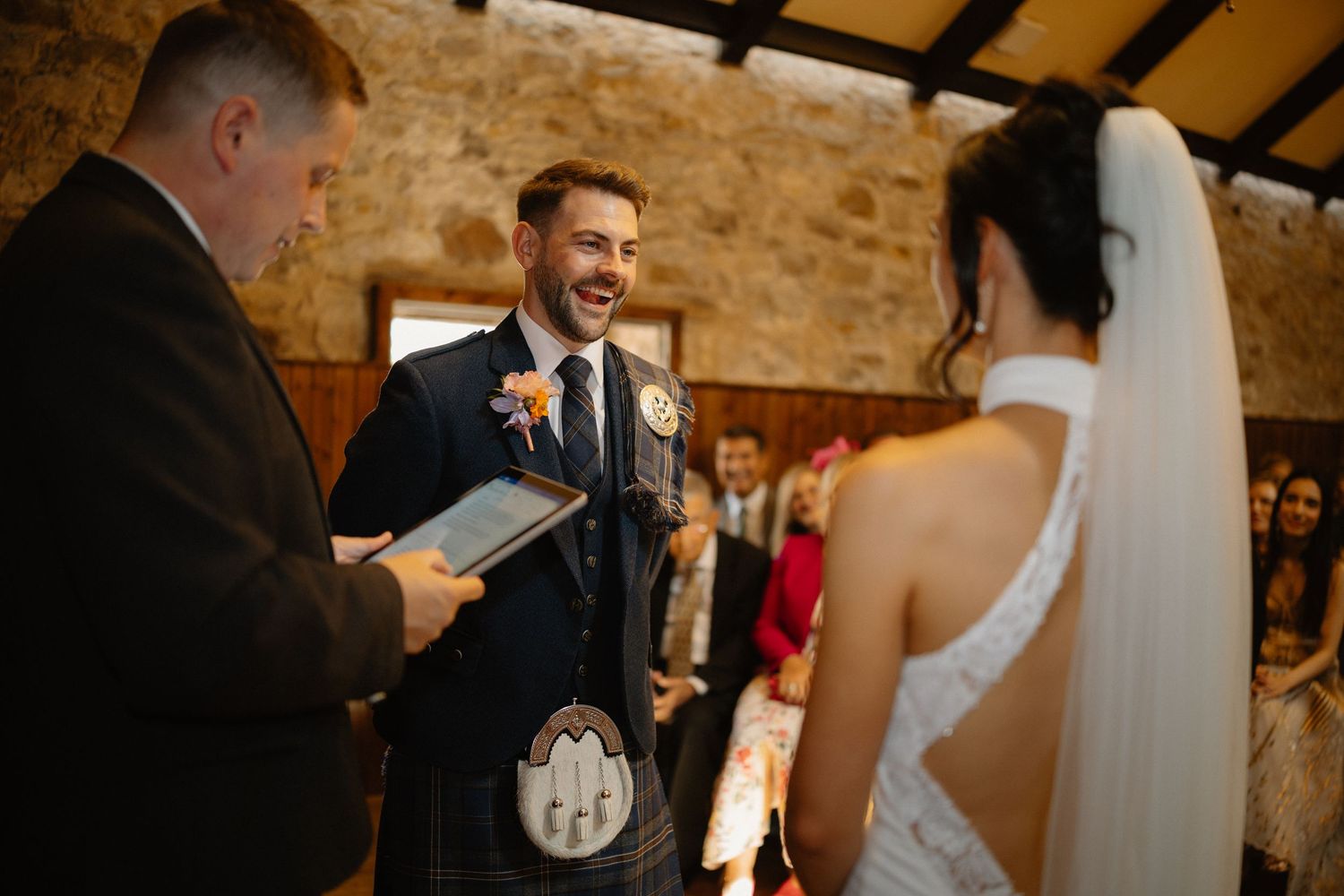 Wedding ceremony, at Rosebery Steading, Temple, Gorebridge, Scotland.