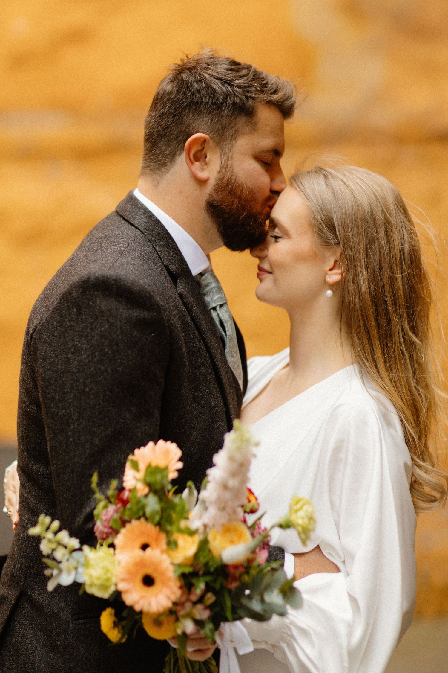 Forehead kiss  Wedding Edinburgh Scotland