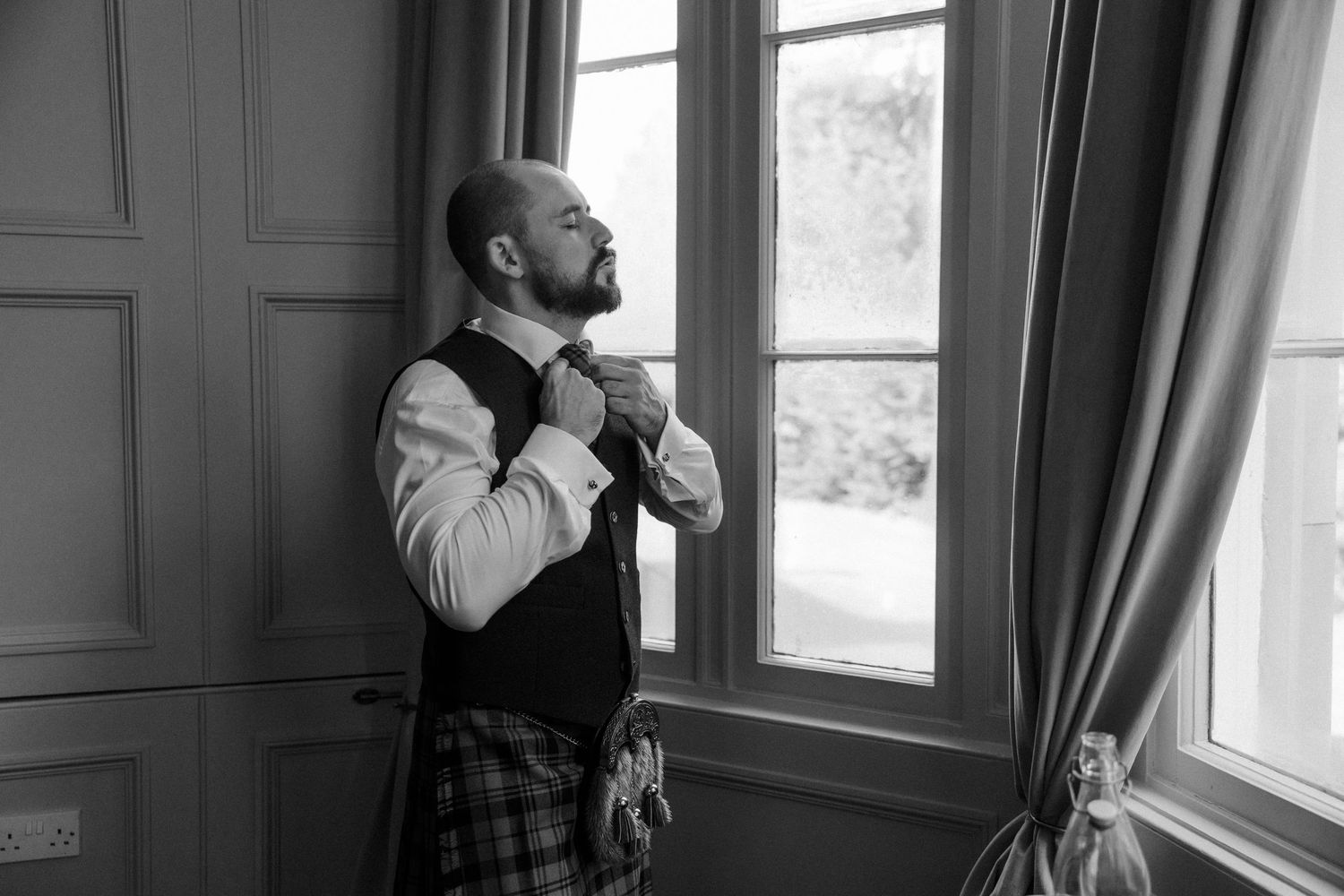 Groom getting ready Netherbyres House
Wedding venue in Eyemouth, Scotland
