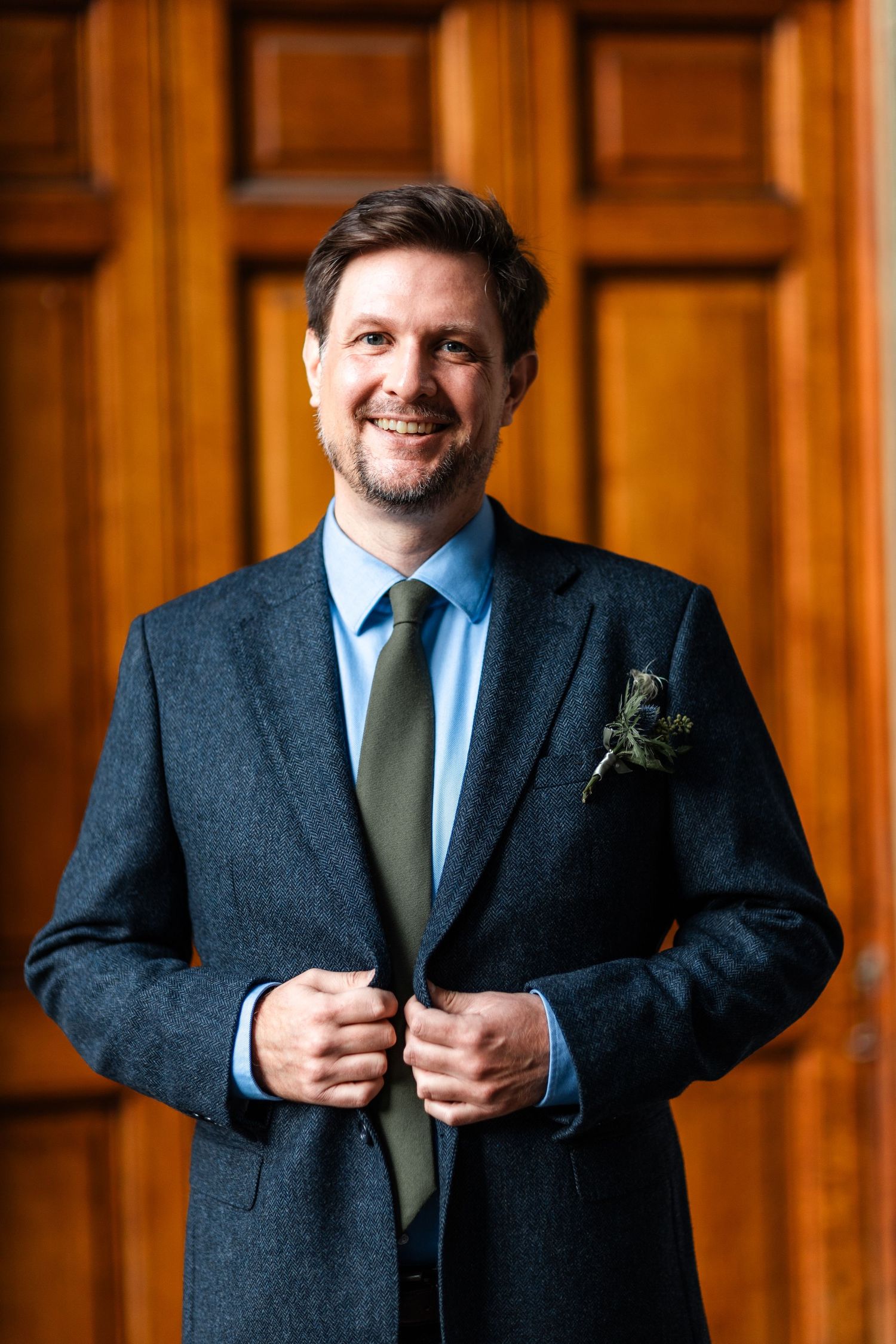 Groom portrait, wedding at  City Chambers Edinburgh Scotland,