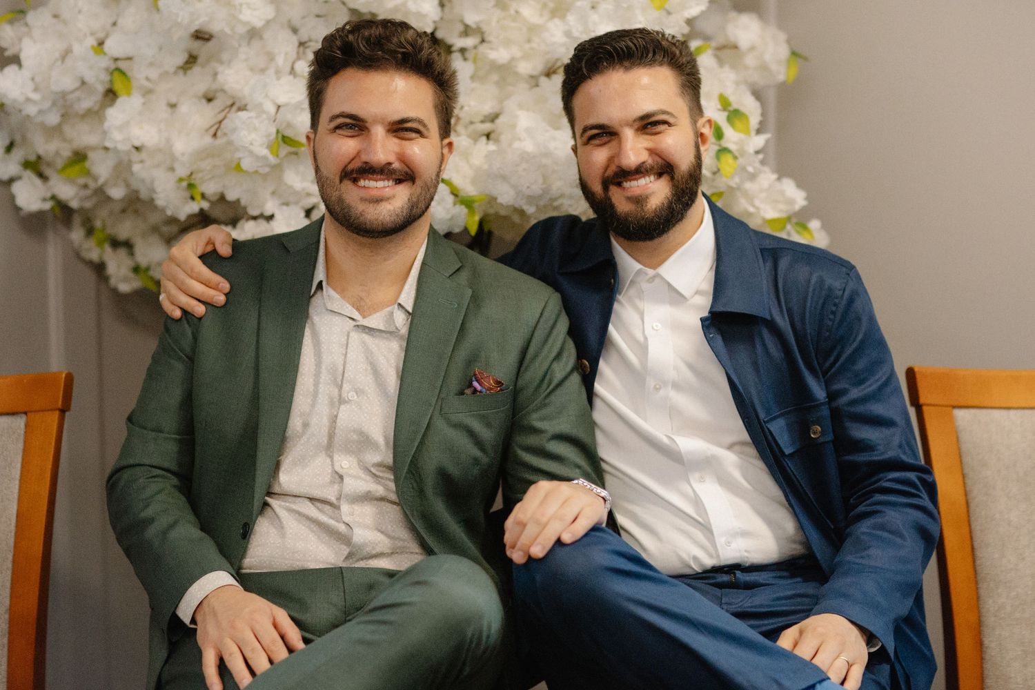 Groom with brother , wedding photos city chambers in Edinburgh Scotland