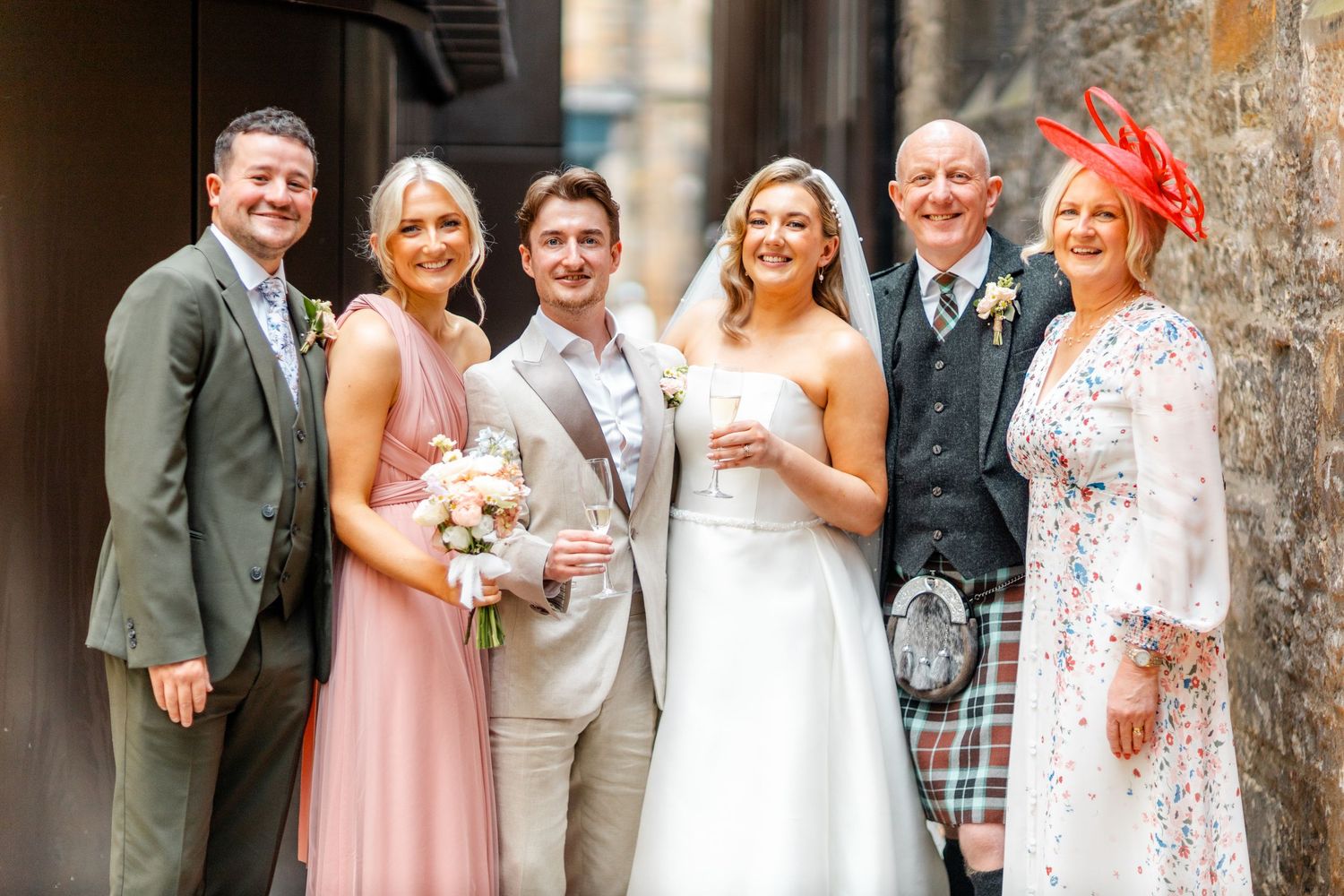 Wedding group photos, Virgin hotel in Edinburgh City Scotland