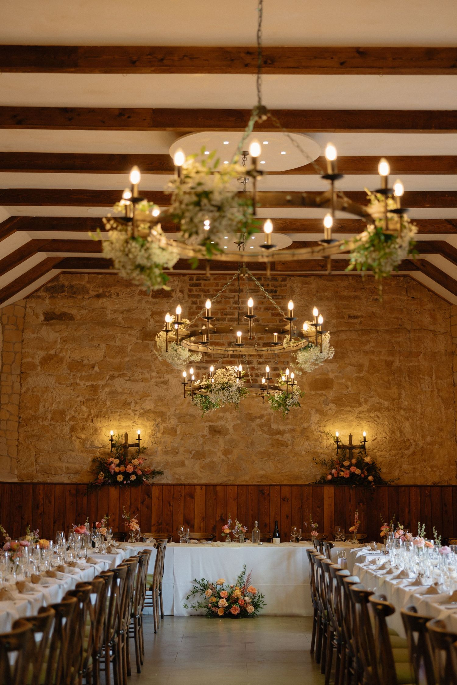 wedding meal set up at Rosebery Steading, Temple, Gorebridge, Scotland.