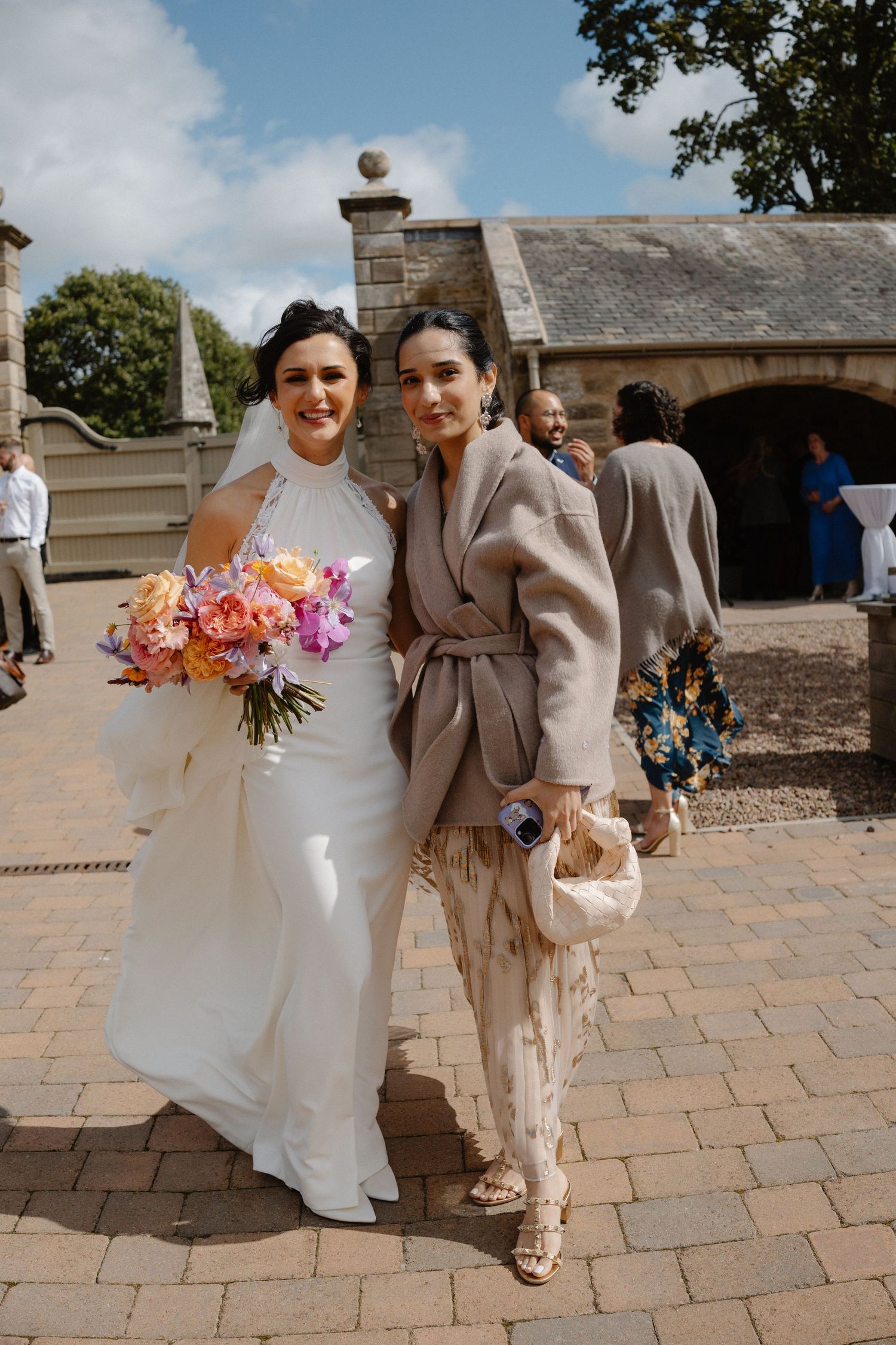 Wedding drinks courtyard at Rosebery Steading, Temple, Gorebridge, Scotland.
