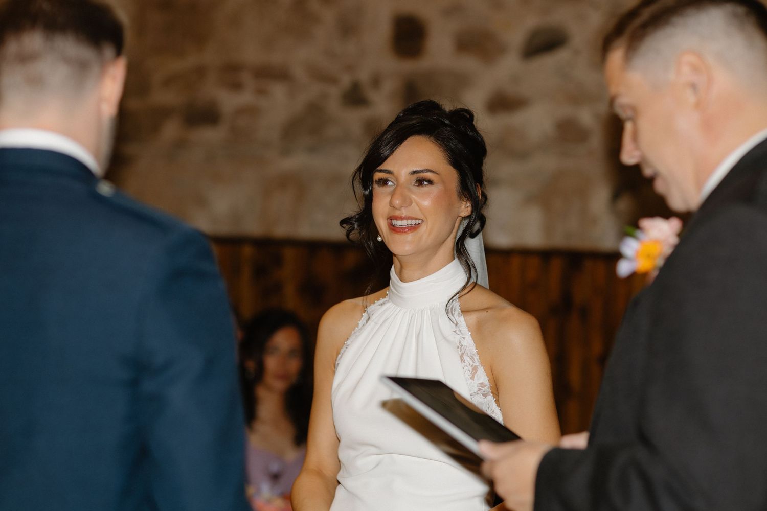 Wedding ceremony, bride portrait, at Rosebery Steading, Temple, Gorebridge, Scotland.