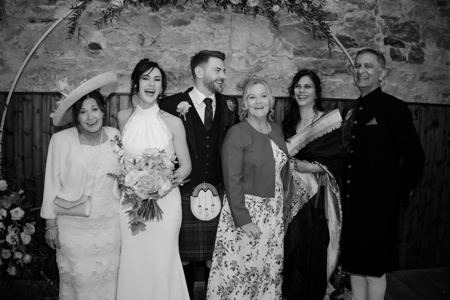 Group wedding shoot at Rosebery Steading, Temple, Gorebridge, Scotland.
