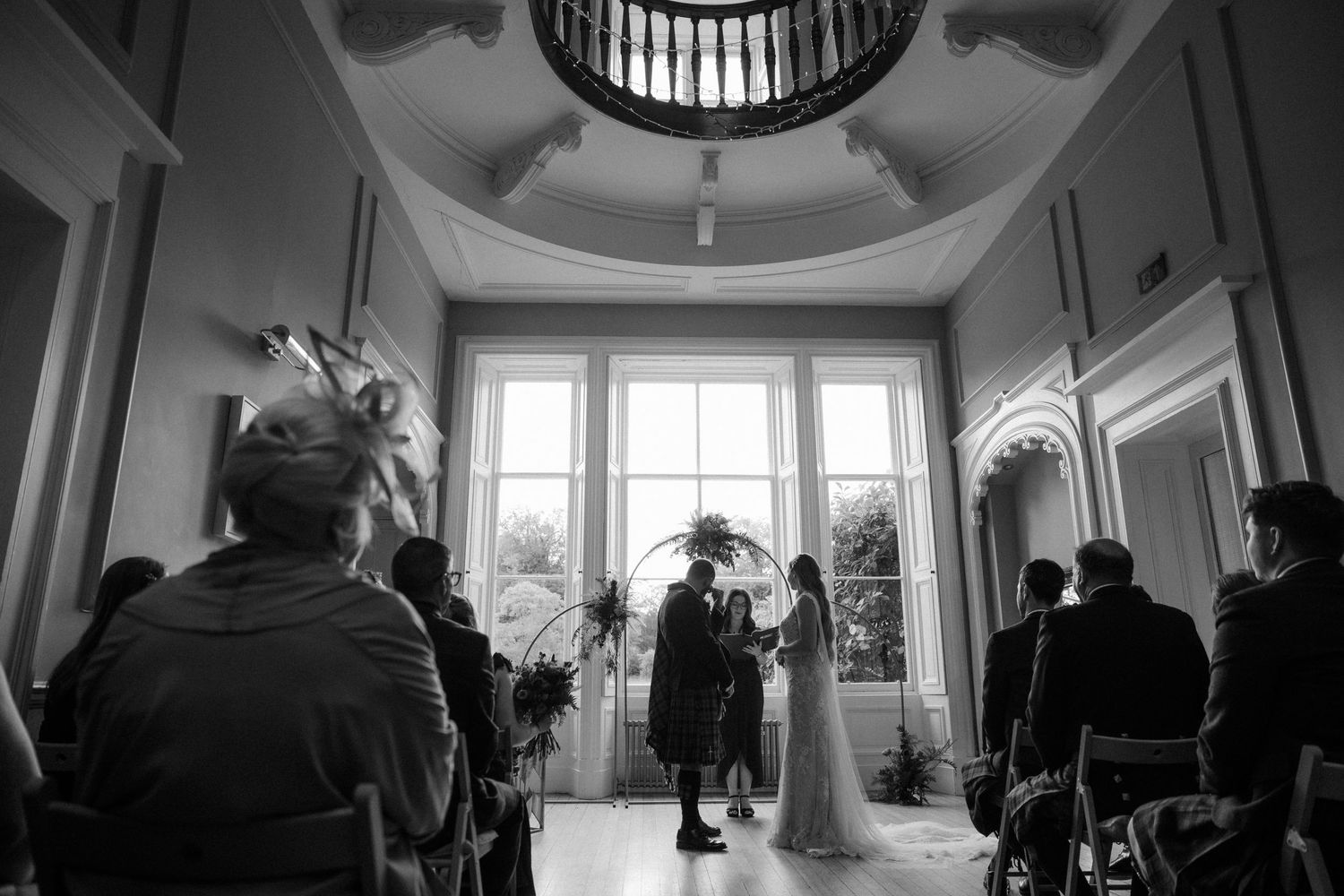 Black and white, bride and groom, Netherbyres House
Wedding venue in Eyemouth, Scotland