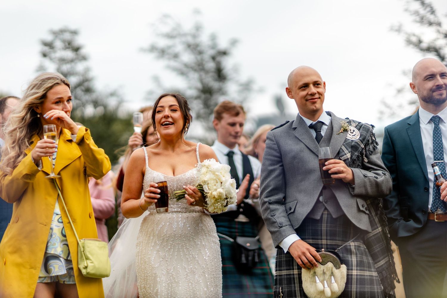 Speeches, outdoor wedding, Glass House Edinburgh City Scotland,