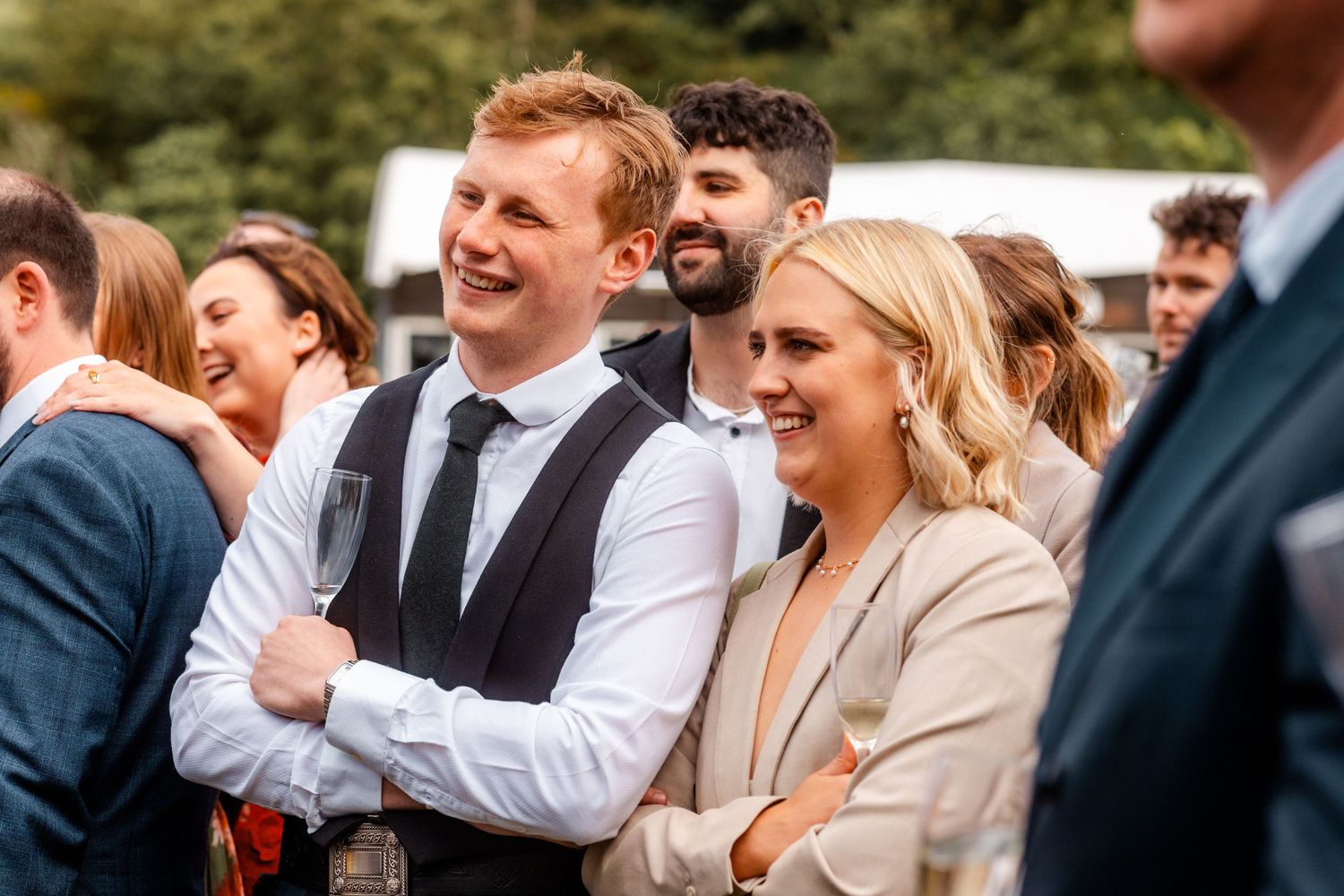 Speeches, outdoor wedding, Glass House Edinburgh City Scotland,