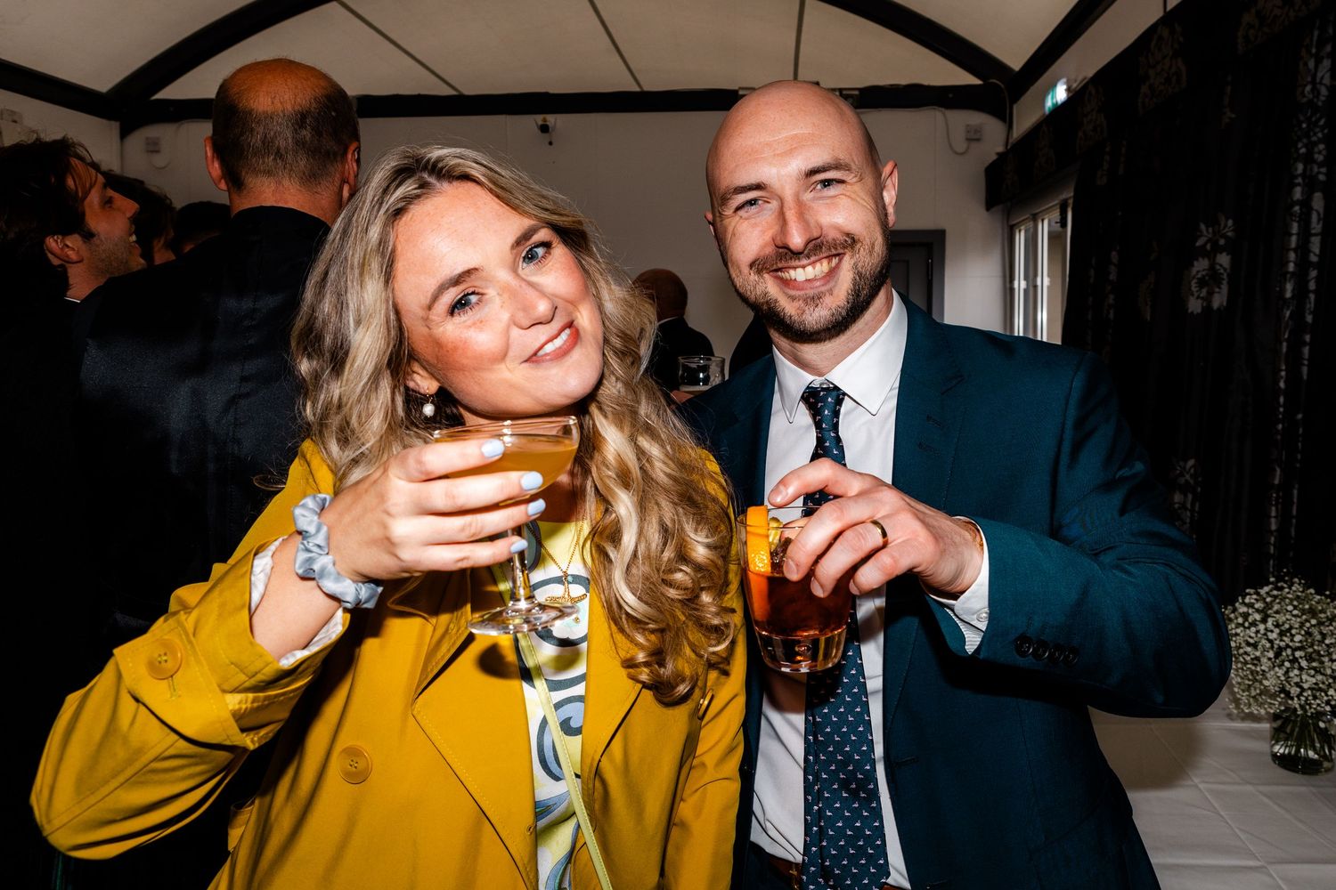 Party, guest drinking, wedding, Glass House Edinburgh City Scotland,