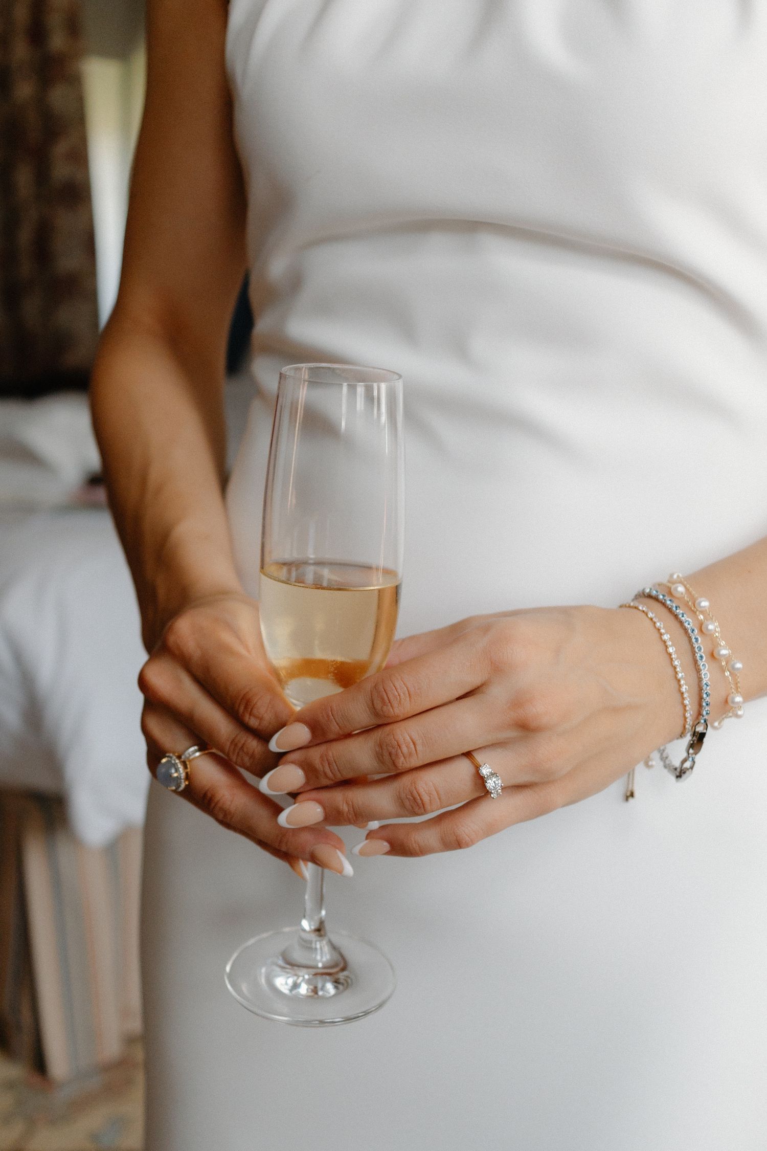 Wedding getting ready, glass, ring shoot at Rosebery Steading, Temple, Gorebridge, Scotland.