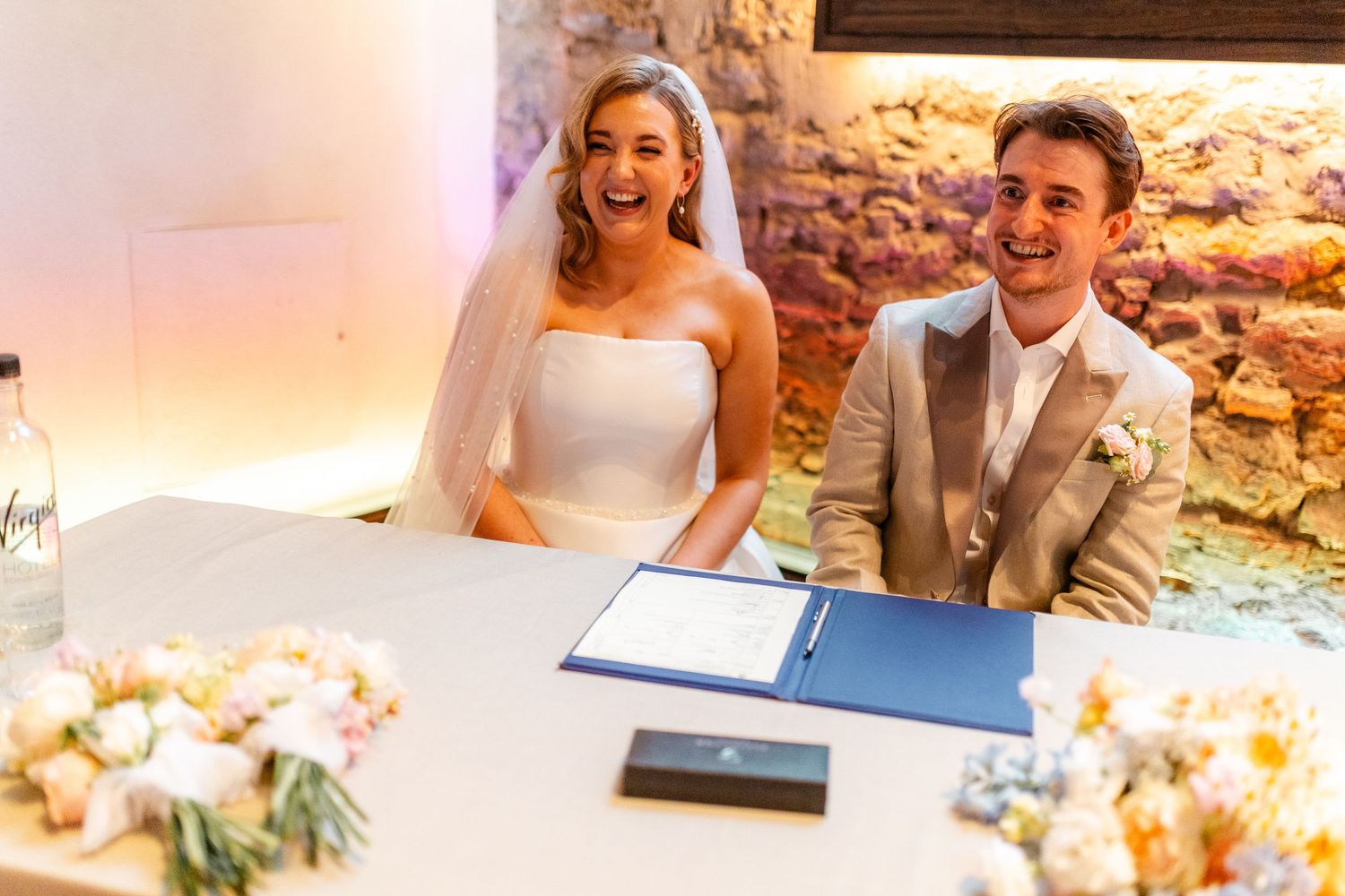 Wedding ceremony, signing, Virgin hotel in Edinburgh City Scotland