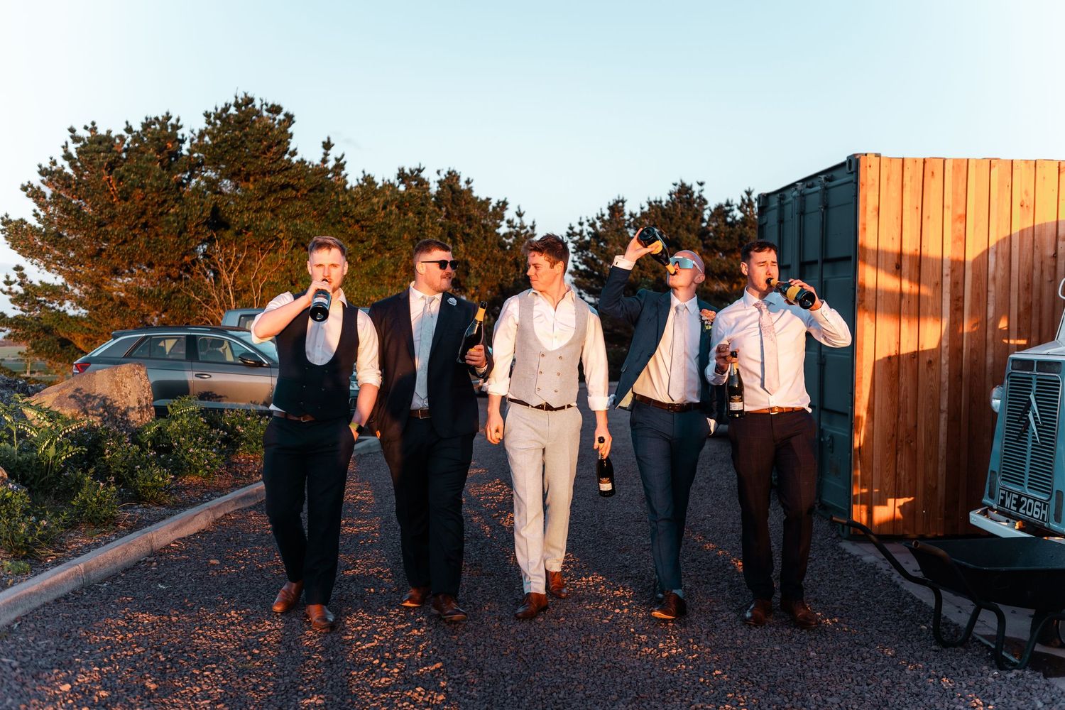 Wedding grooms party, Whitekirk Hill, Whitekirk, North Berwick