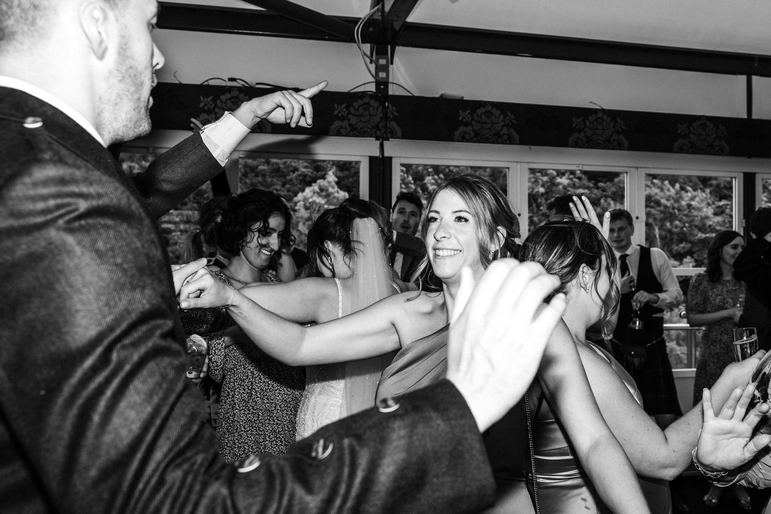 Party, guest dancing, wedding, Glass House Edinburgh City Scotland,