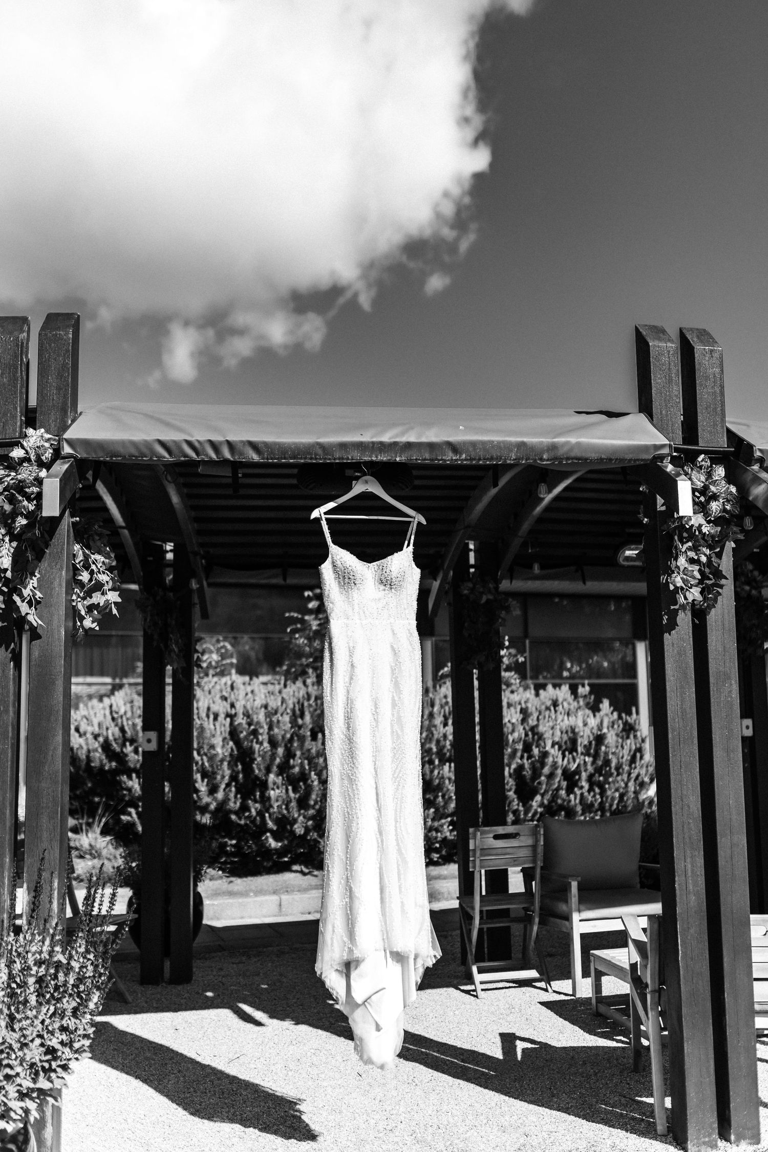 Wedding dress shoot black and white, wedding Glass House Edinburgh, Scotland,