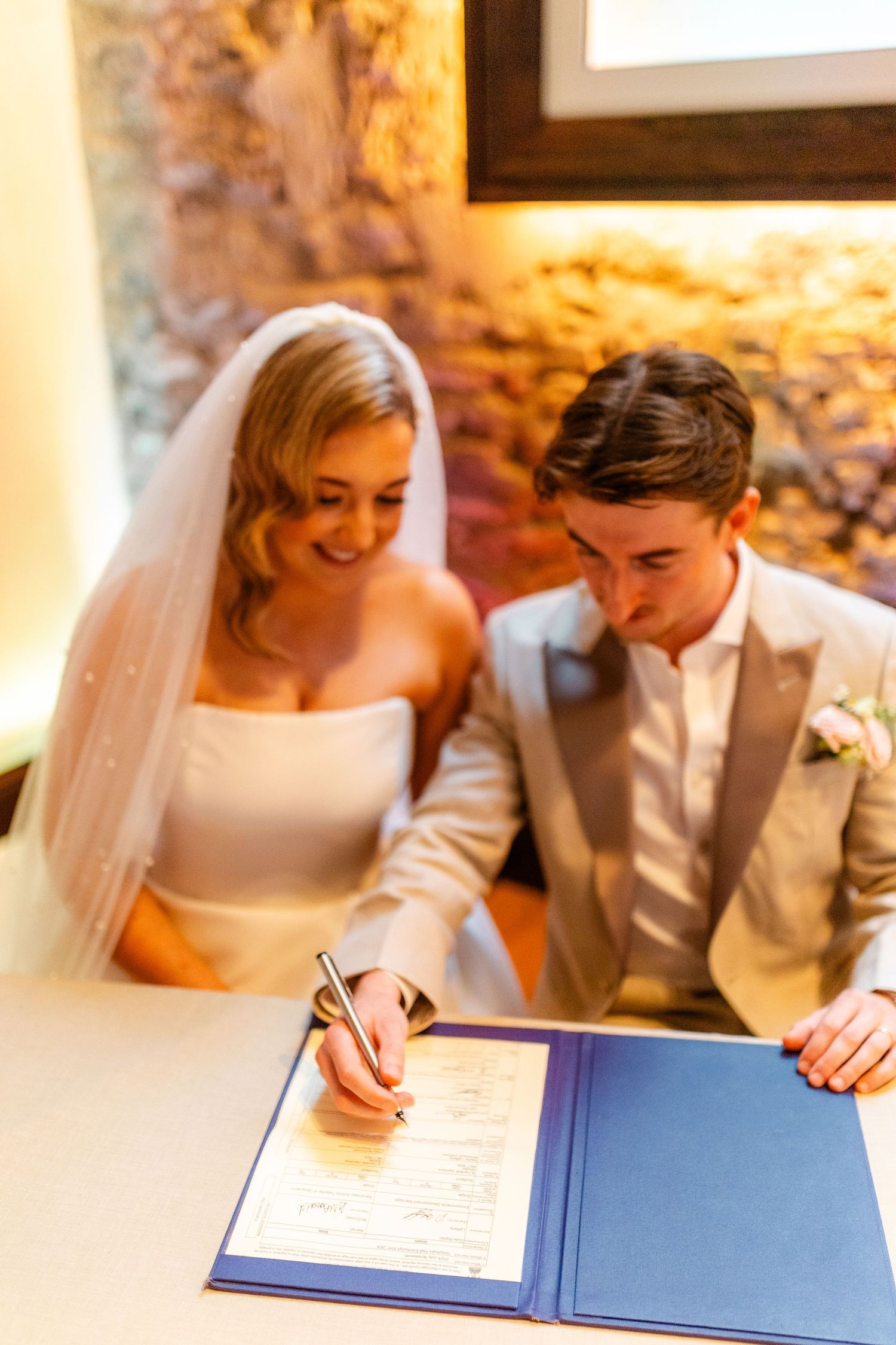 Wedding ceremony, signing, Virgin hotel in Edinburgh City Scotland