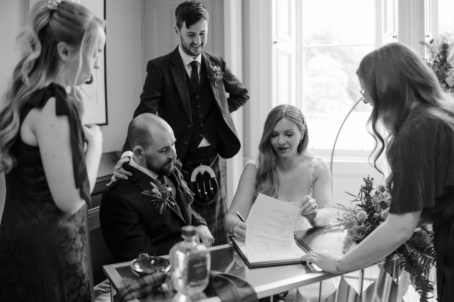 Just married, document signing, Netherbyres House
Wedding venue in Eyemouth, Scotland