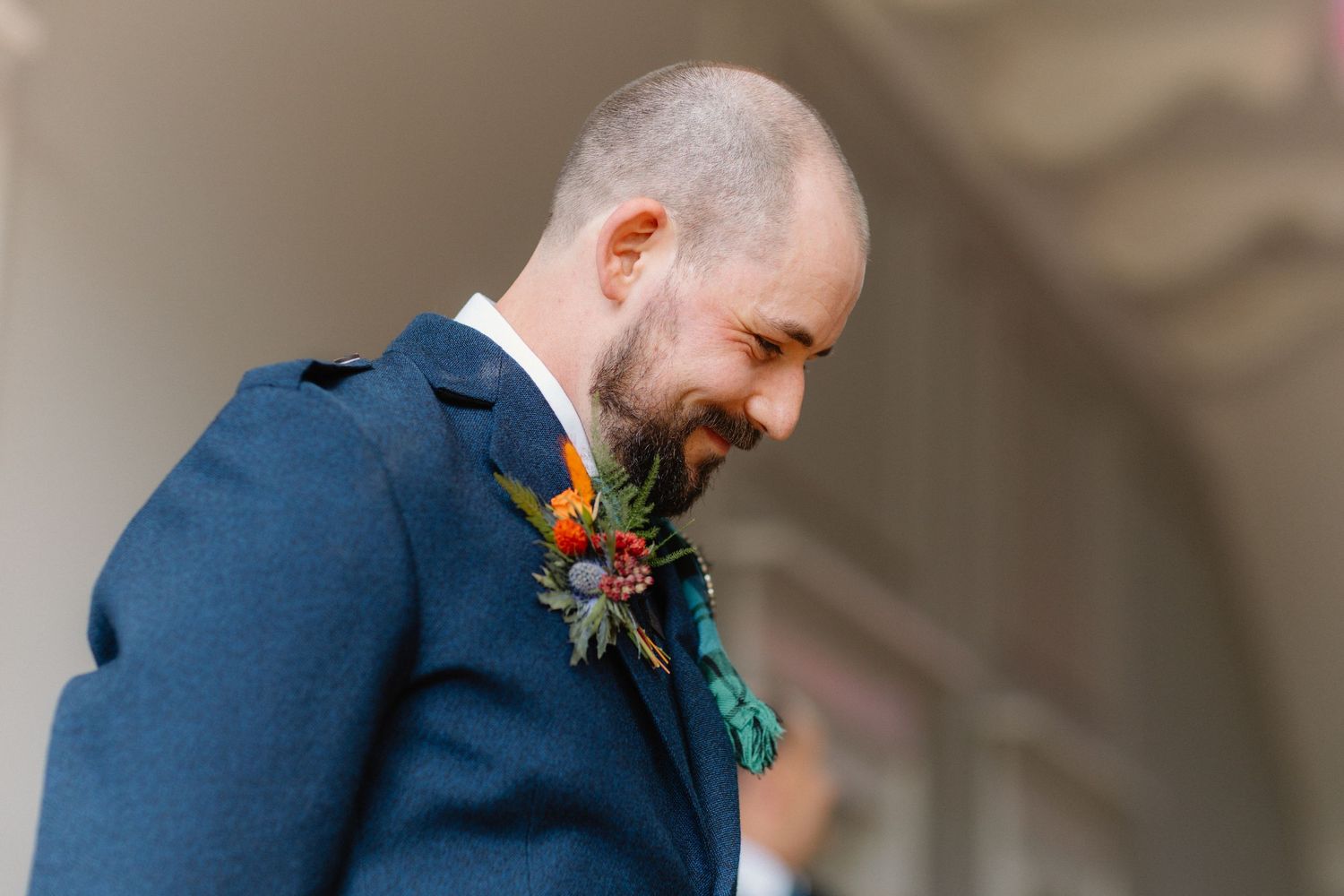 Walking down the isle bride and dad, groom reaction, Netherbyres House
Wedding venue in Eyemouth, Scotland