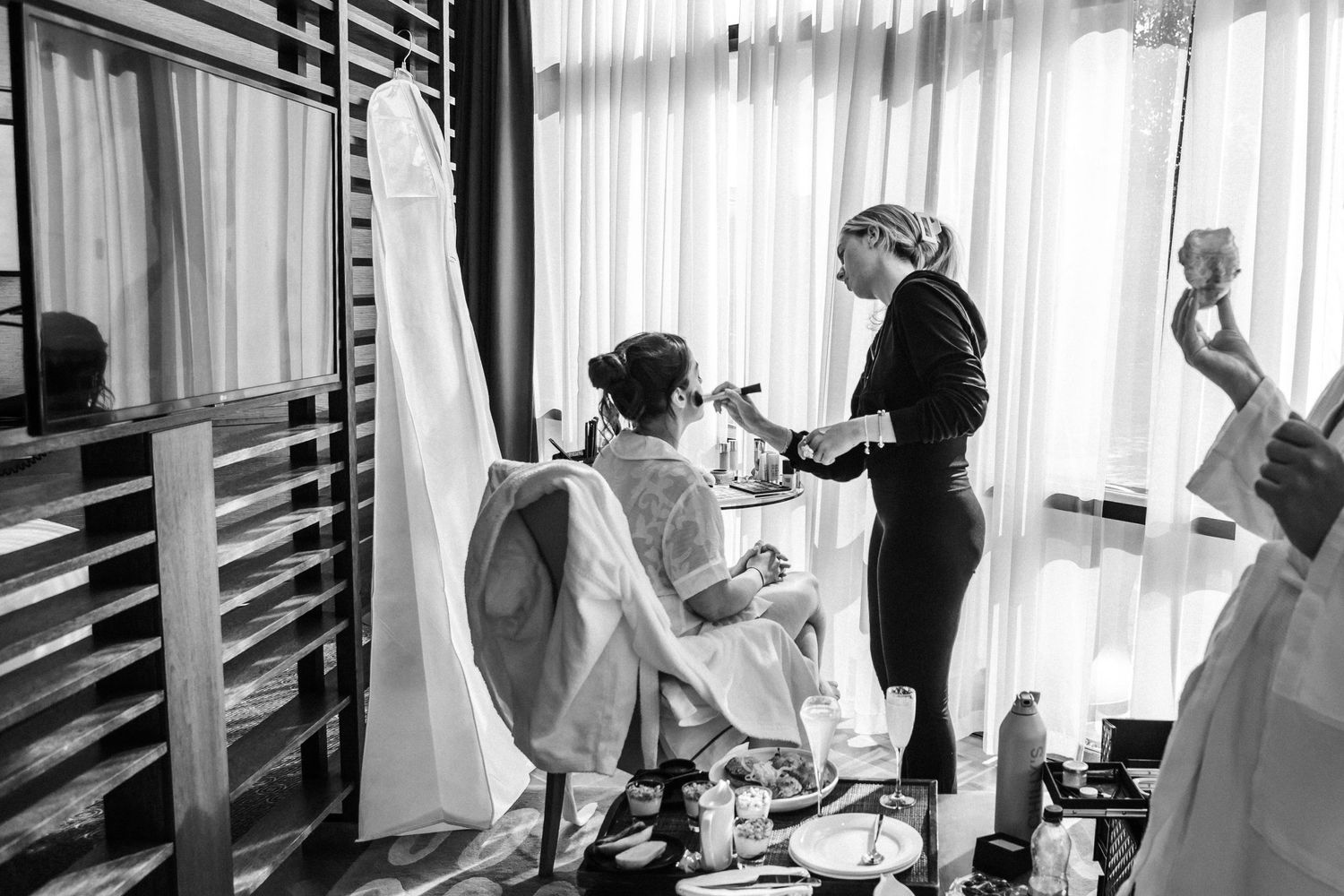 make up prep wedding Glass House Edinburgh, Scotland,