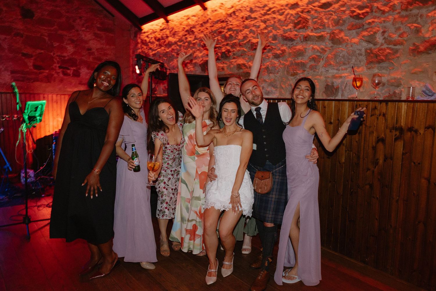Wedding party, group photos, at Rosebery Steading, Temple, Gorebridge, Scotland.