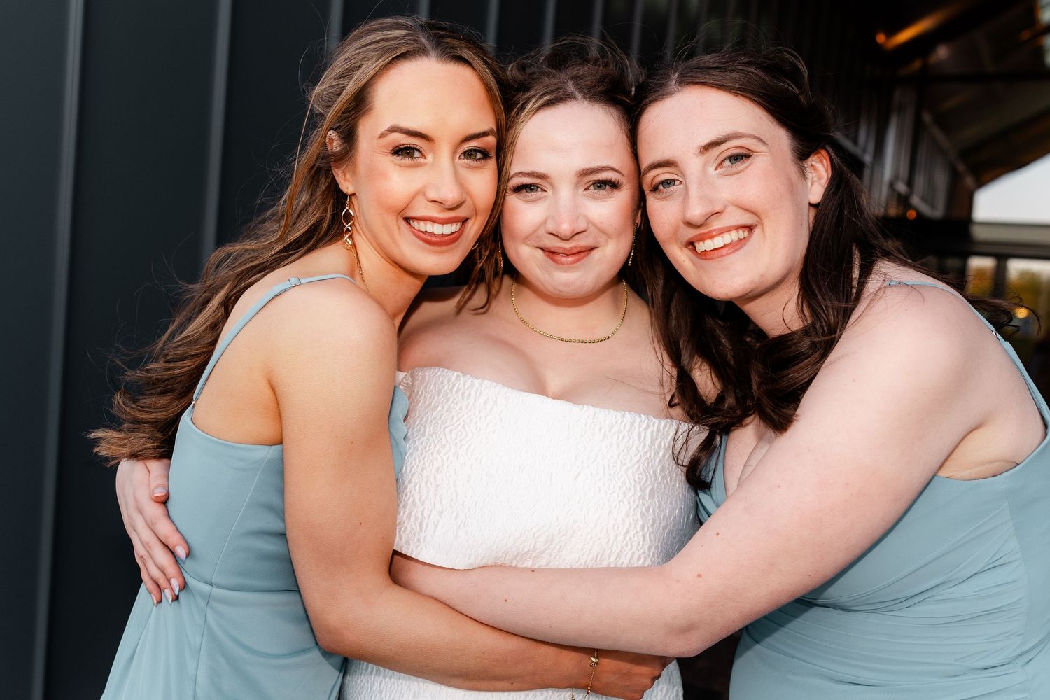 Wedding bride with friends, Whitekirk Hill, Whitekirk, North Berwick