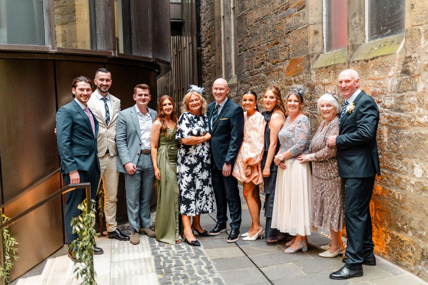 Wedding group photos, Virgin hotel in Edinburgh City Scotland