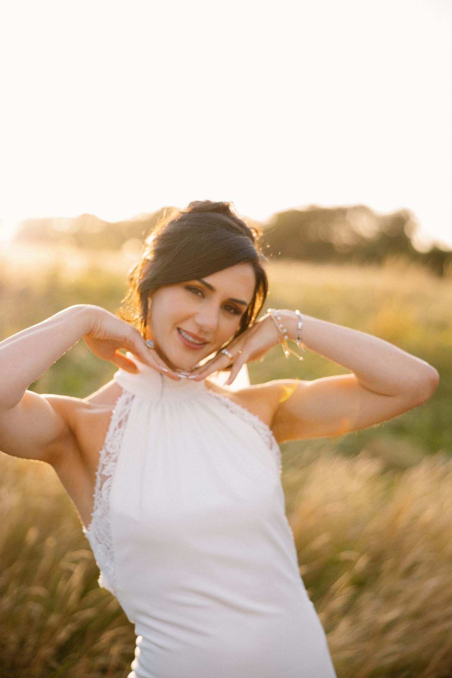 Golden Hour bride portrait at Rosebery Steading, Temple, Gorebridge, Scotland.
