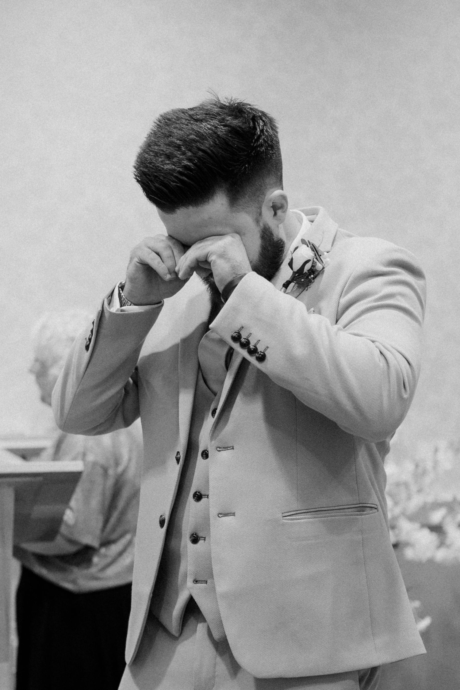 Edinburgh Elopement Groom Crying