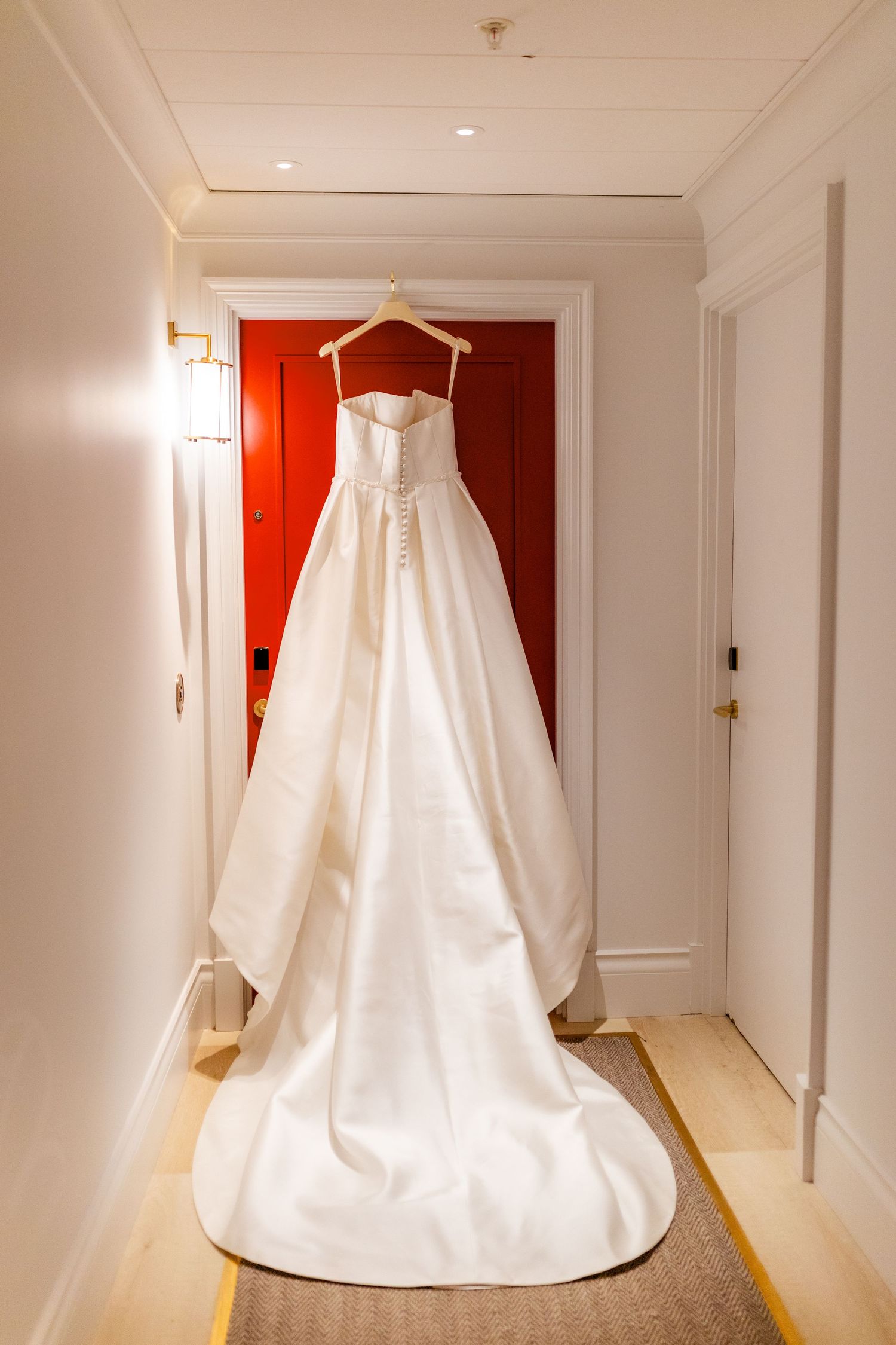 Wedding morning, dress Virgin hotel in Edinburgh City Scotland