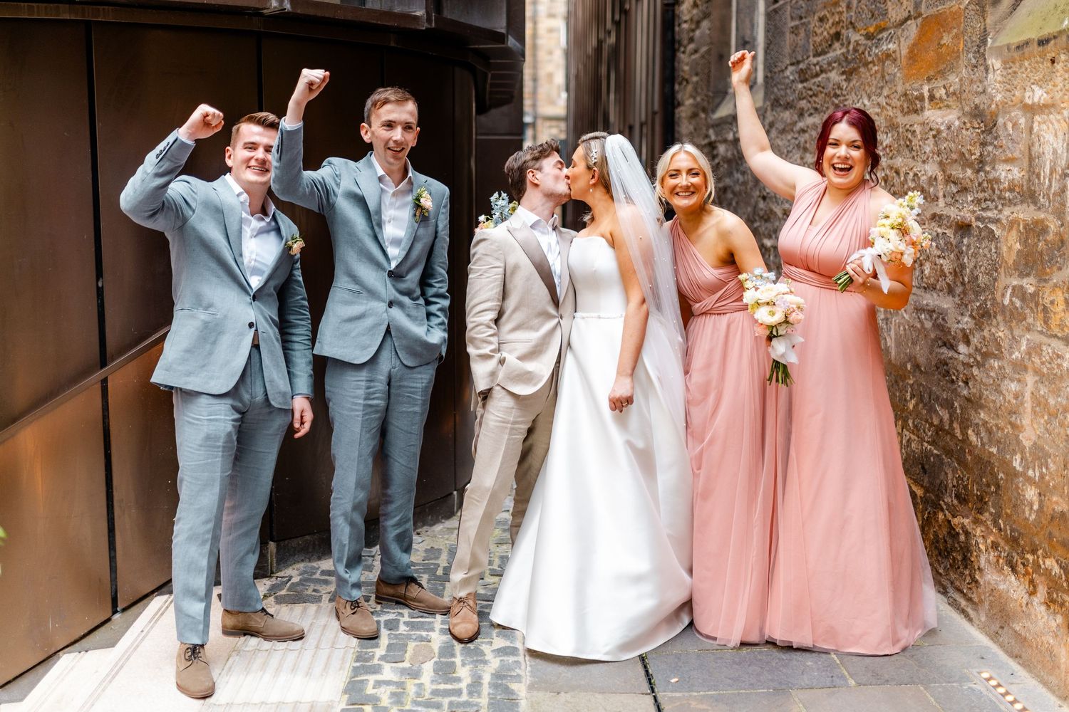Wedding  group photos, Virgin hotel in Edinburgh City Scotland