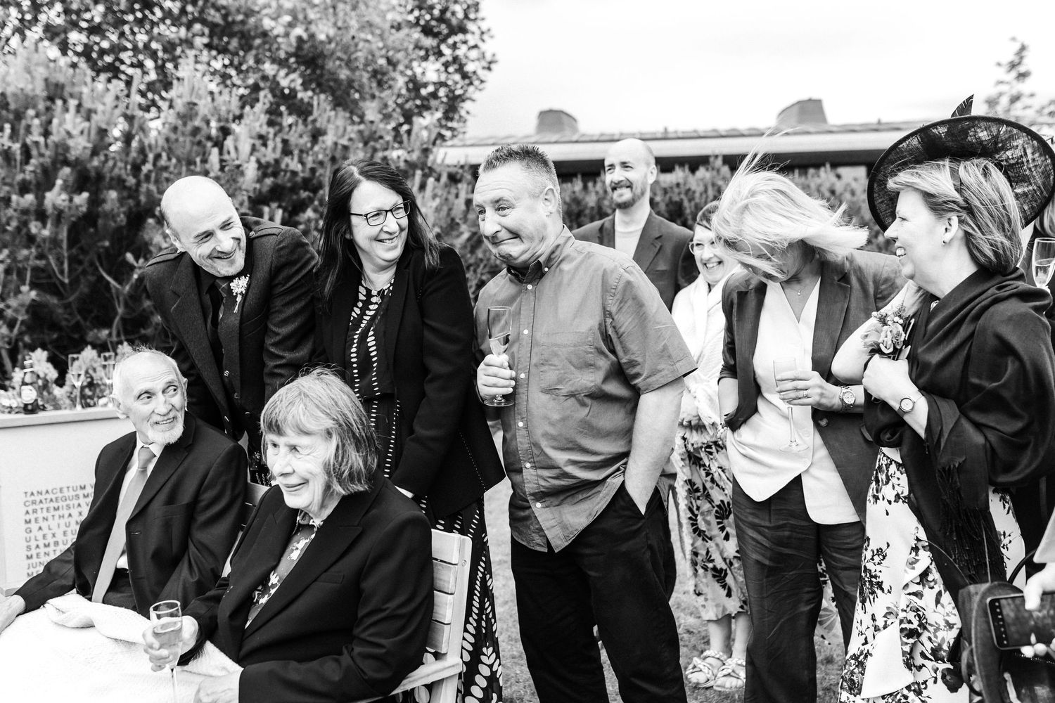 guests reactions, Speeches, outdoor wedding, Glass House Edinburgh City Scotland,