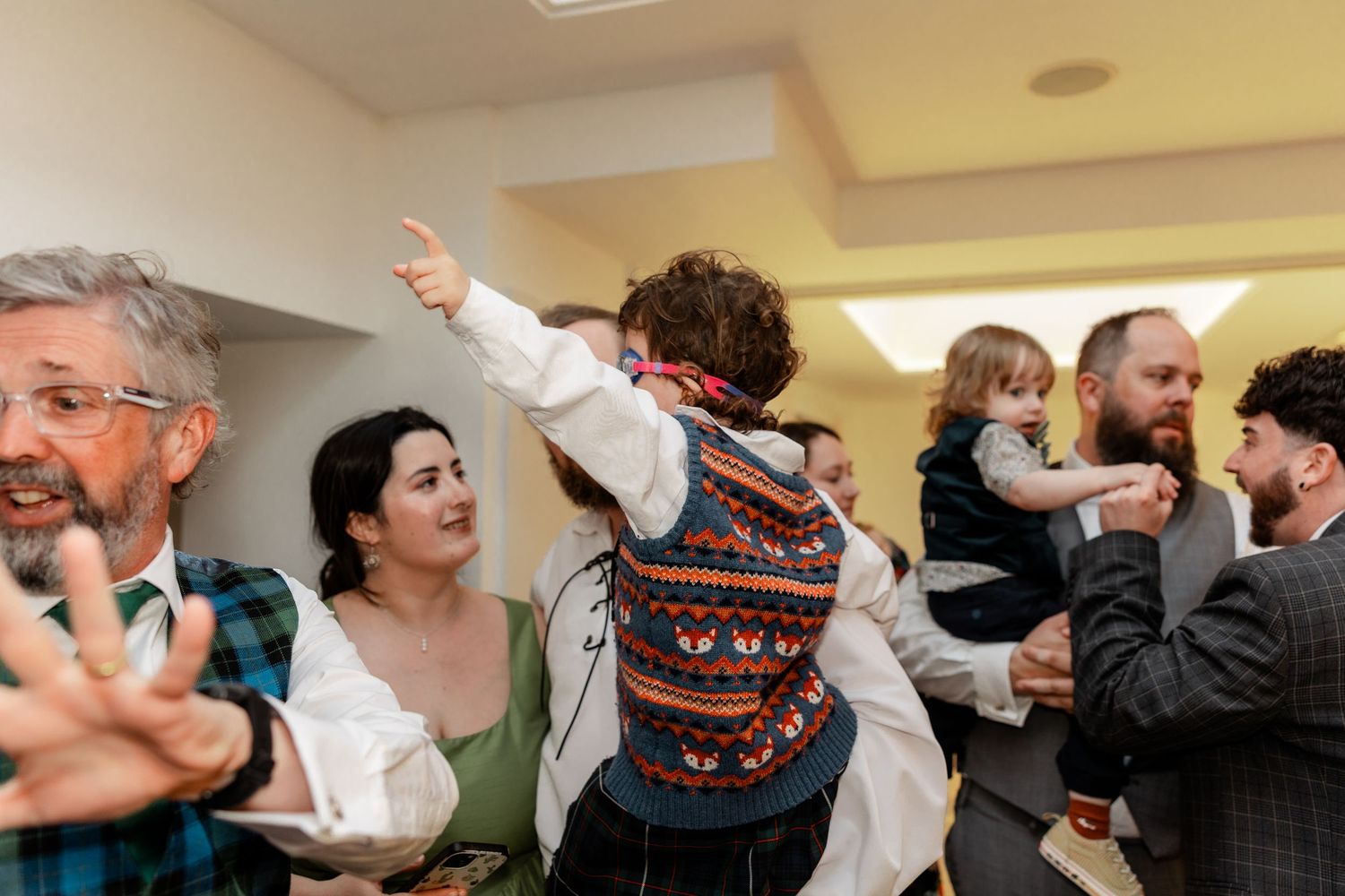 Wedding guest dancing, Whitekirk Hill, Whitekirk, North Berwick