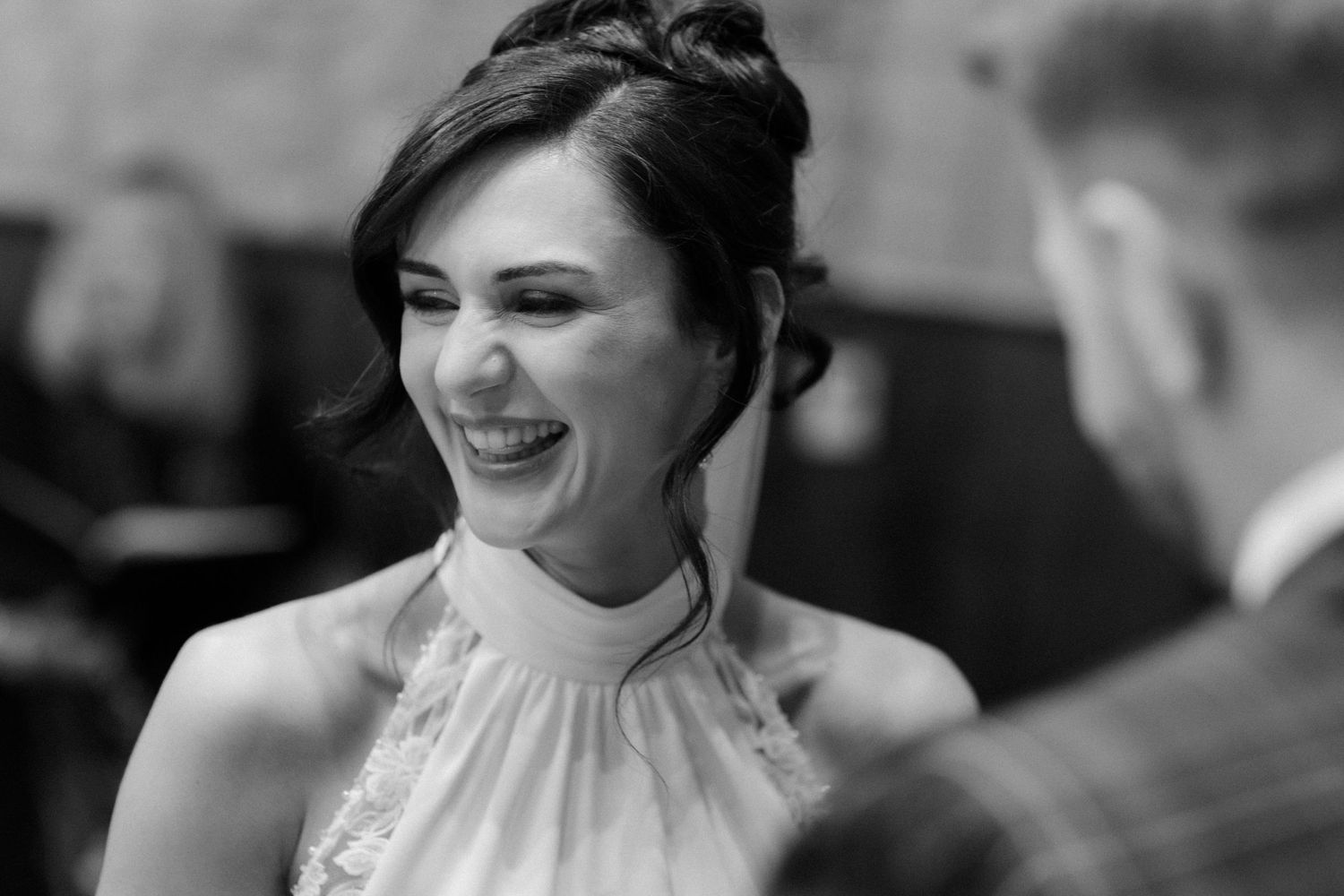 Wedding ceremony, bride at Rosebery Steading, Temple, Gorebridge, Scotland.