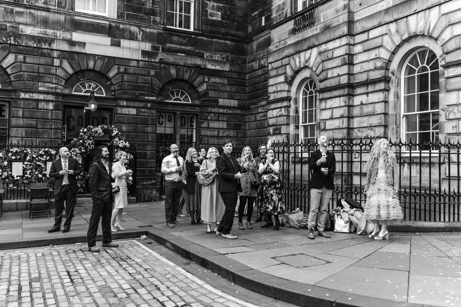 Untraditional wedding. group photo. Edinburgh Wedding, City Chambers Wedding