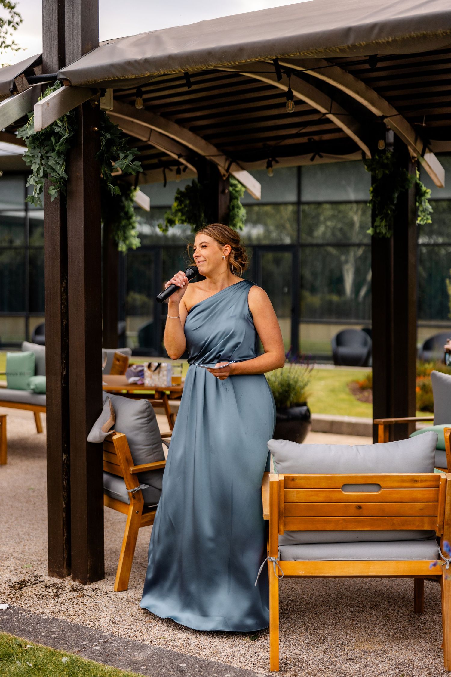 Speeches, outdoor wedding, Glass House Edinburgh City Scotland,