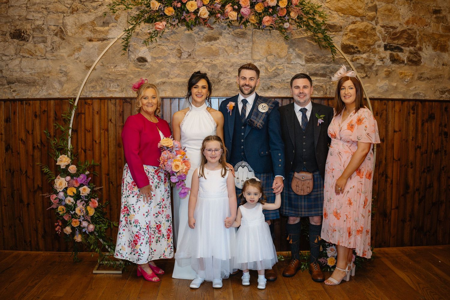 Group wedding shoot at Rosebery Steading, Temple, Gorebridge, Scotland.