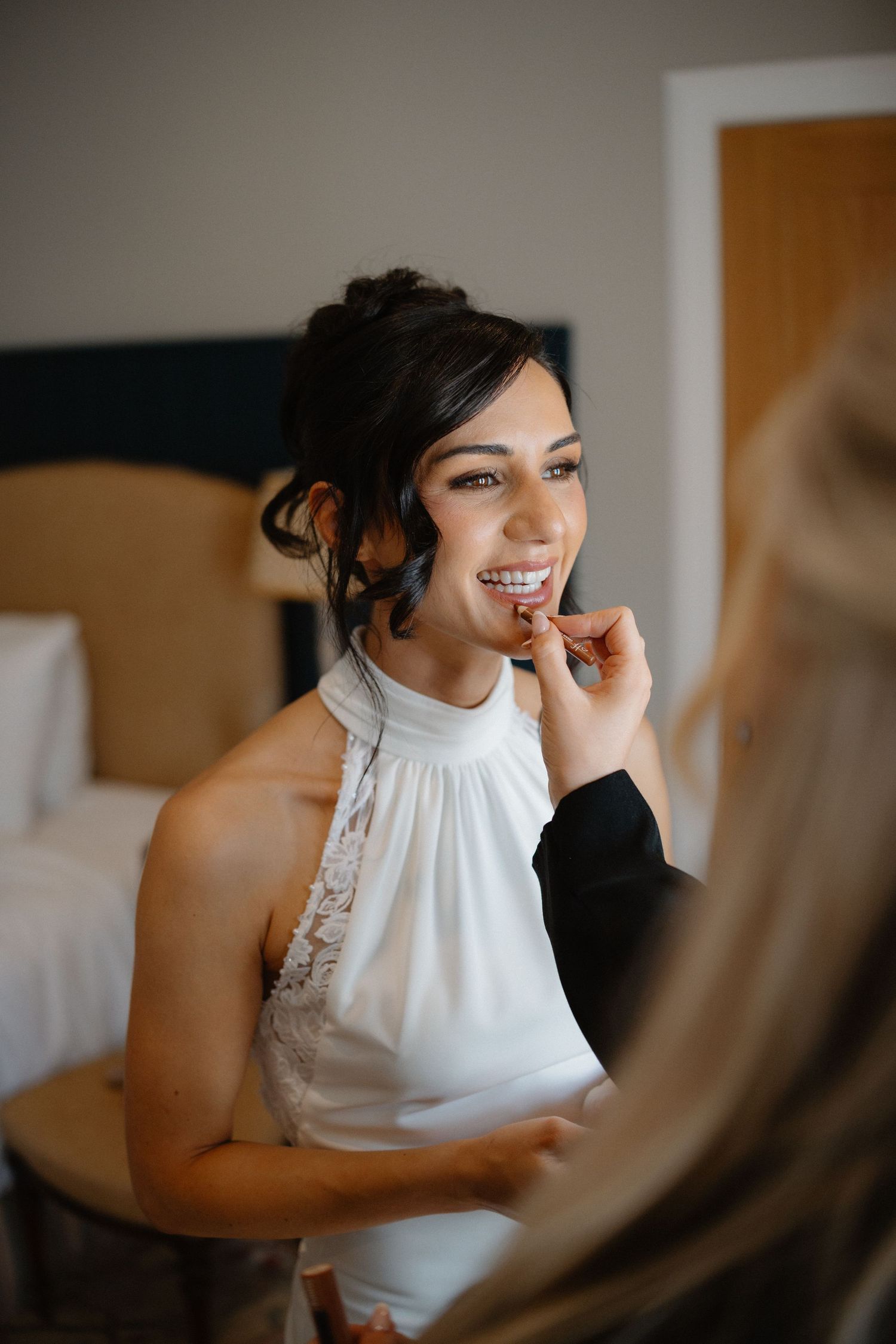 Bride getting ready, make up Wedding at Rosebery Steading, Temple, Gorebridge, Scotland.