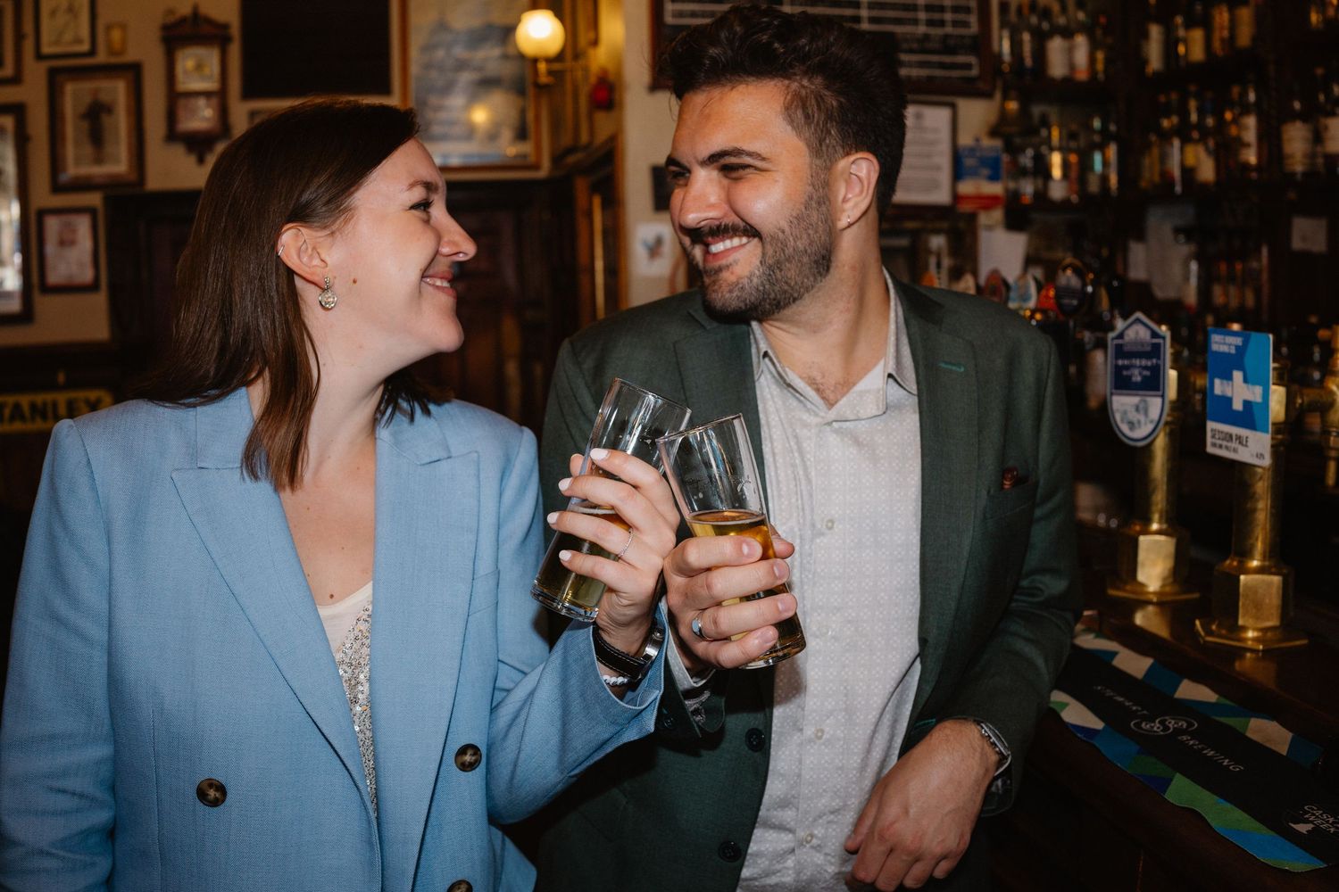 Wedding celebration in pub in Edinburgh Scotland